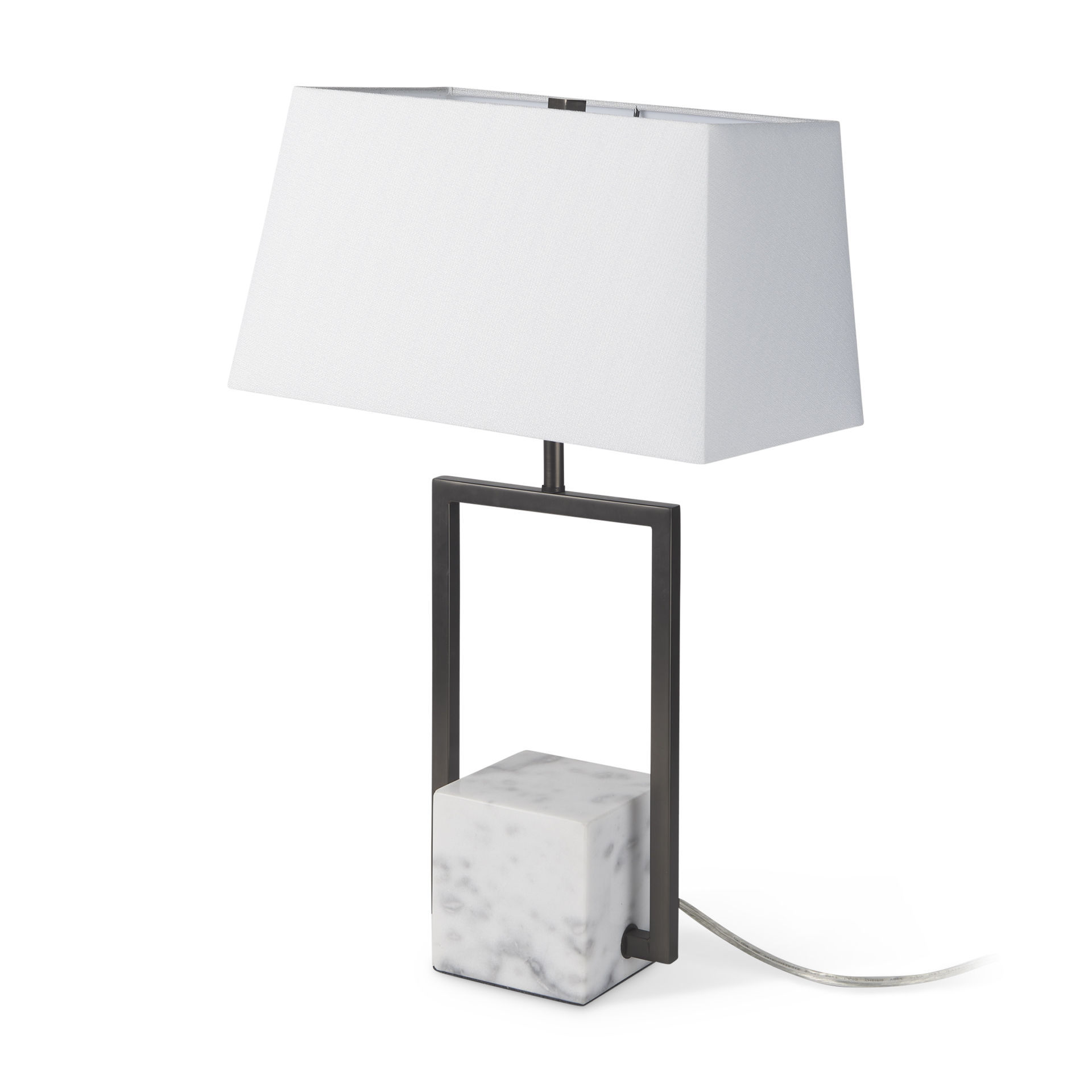 Peyton-14.0L-x-9.0W-x-26.2H-Black-Metal-WMarble-Cube-and-White-Shade-Table-Lamp