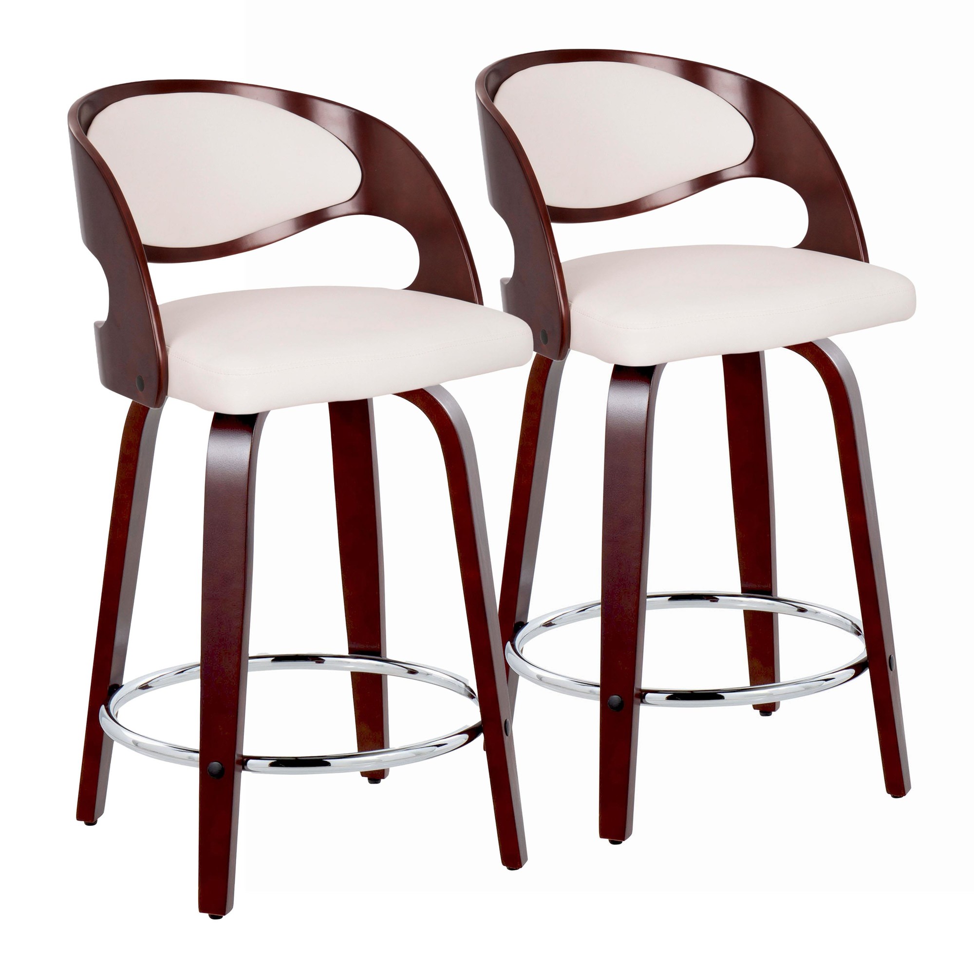 Pino-24-Mid-Century-Modern-Mahogany-Swivel-Counter-Stools-Set-of-2