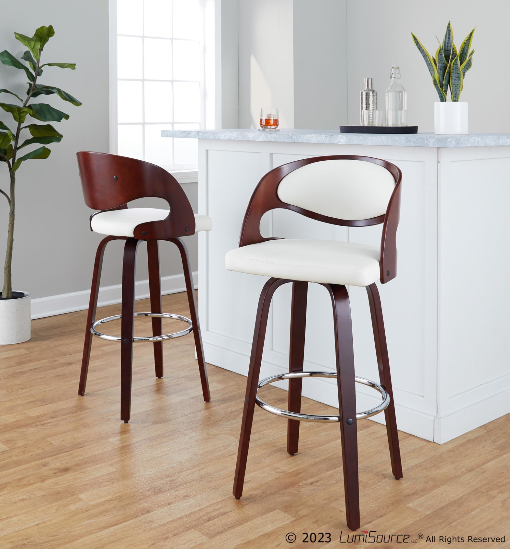 Pino-30-Inch-Mid-Century-Modern-Mahogany-Barstool-White-Faux-Leather-Set-of-2-2