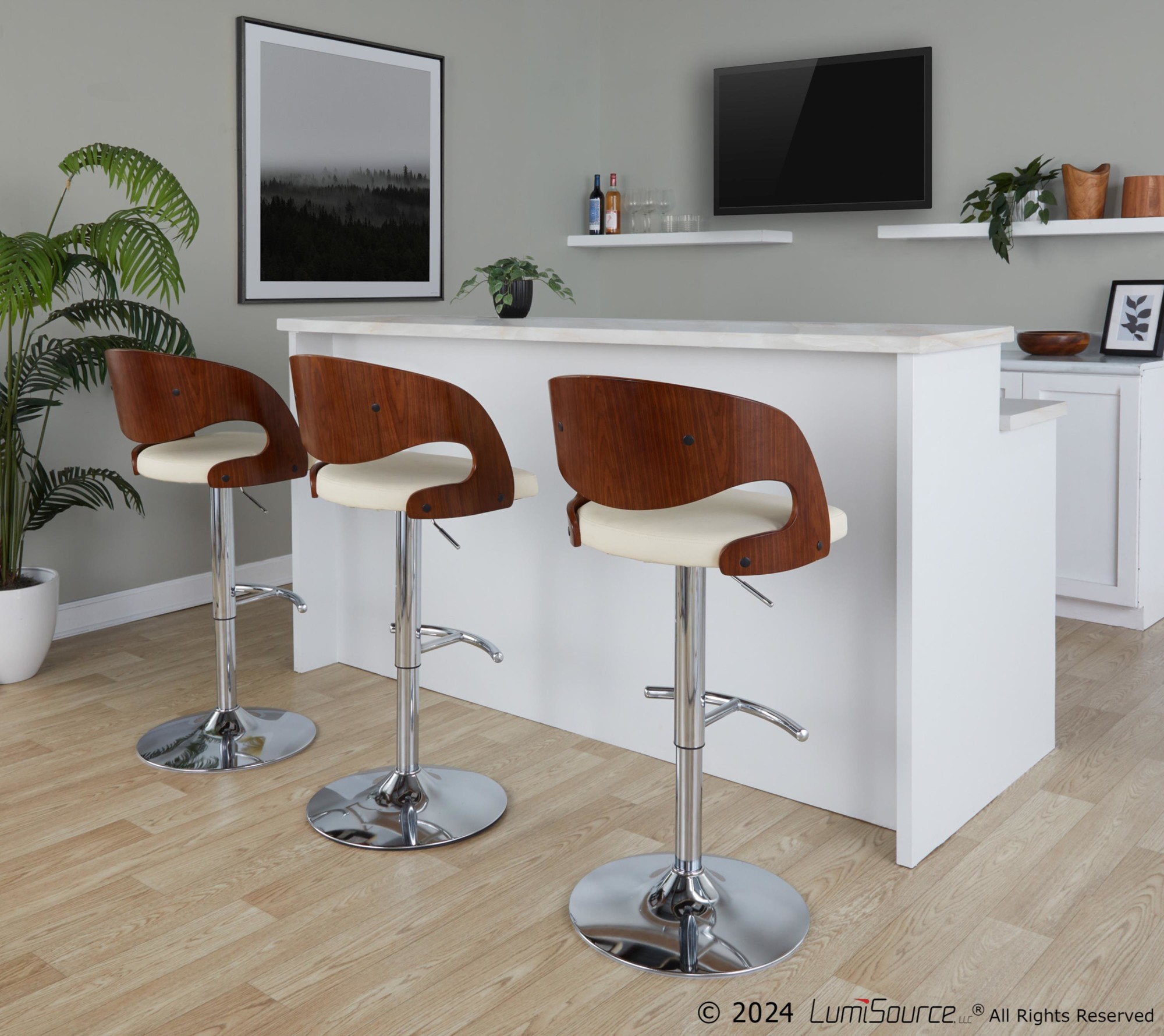 Pino-Chrome-Walnut-Cream-Mid-Century-Modern-Swivel-Barstool-Set-of-3-2