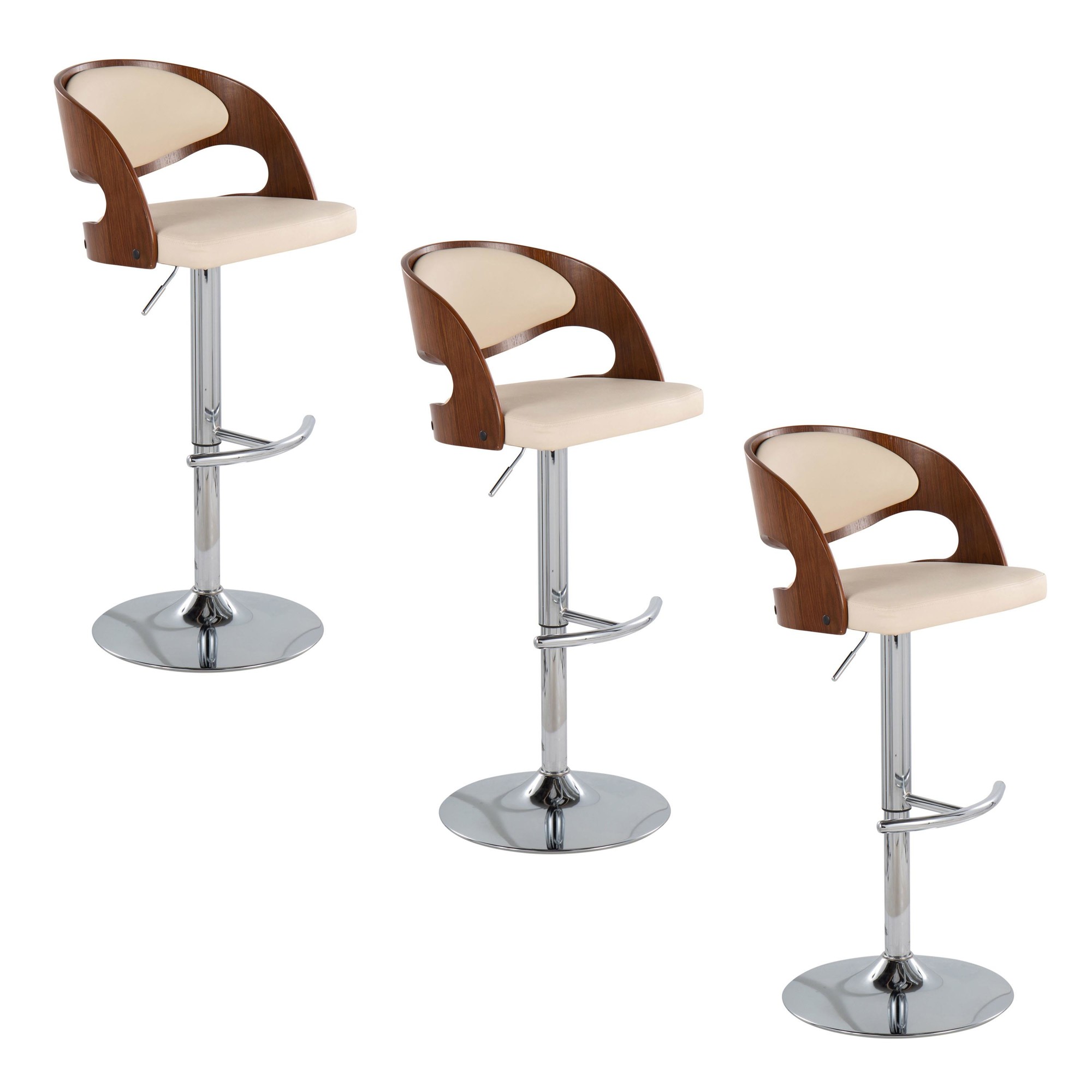 Pino-Chrome-Walnut-Cream-Mid-Century-Modern-Swivel-Barstool-Set-of-3-9