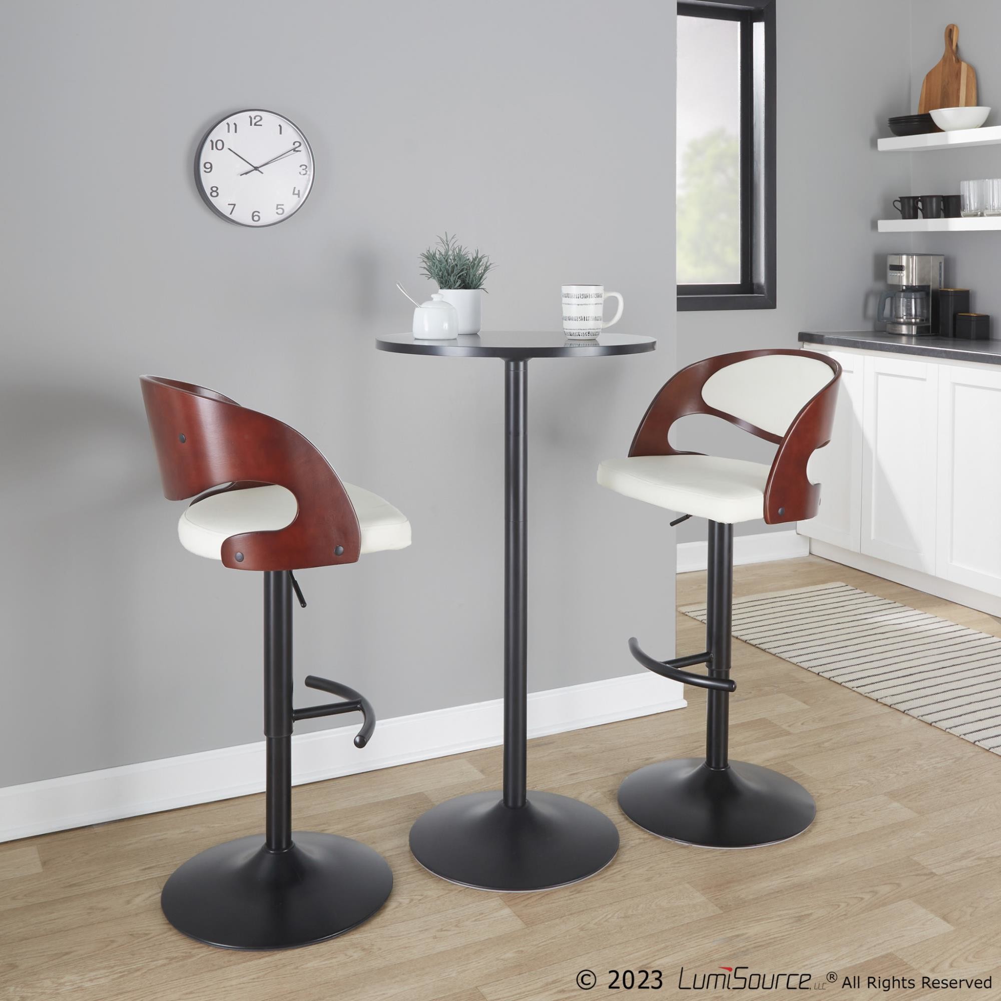 Pino-Mid-Century-Modern-Black-and-White-Swivel-Barstools-Set-of-2