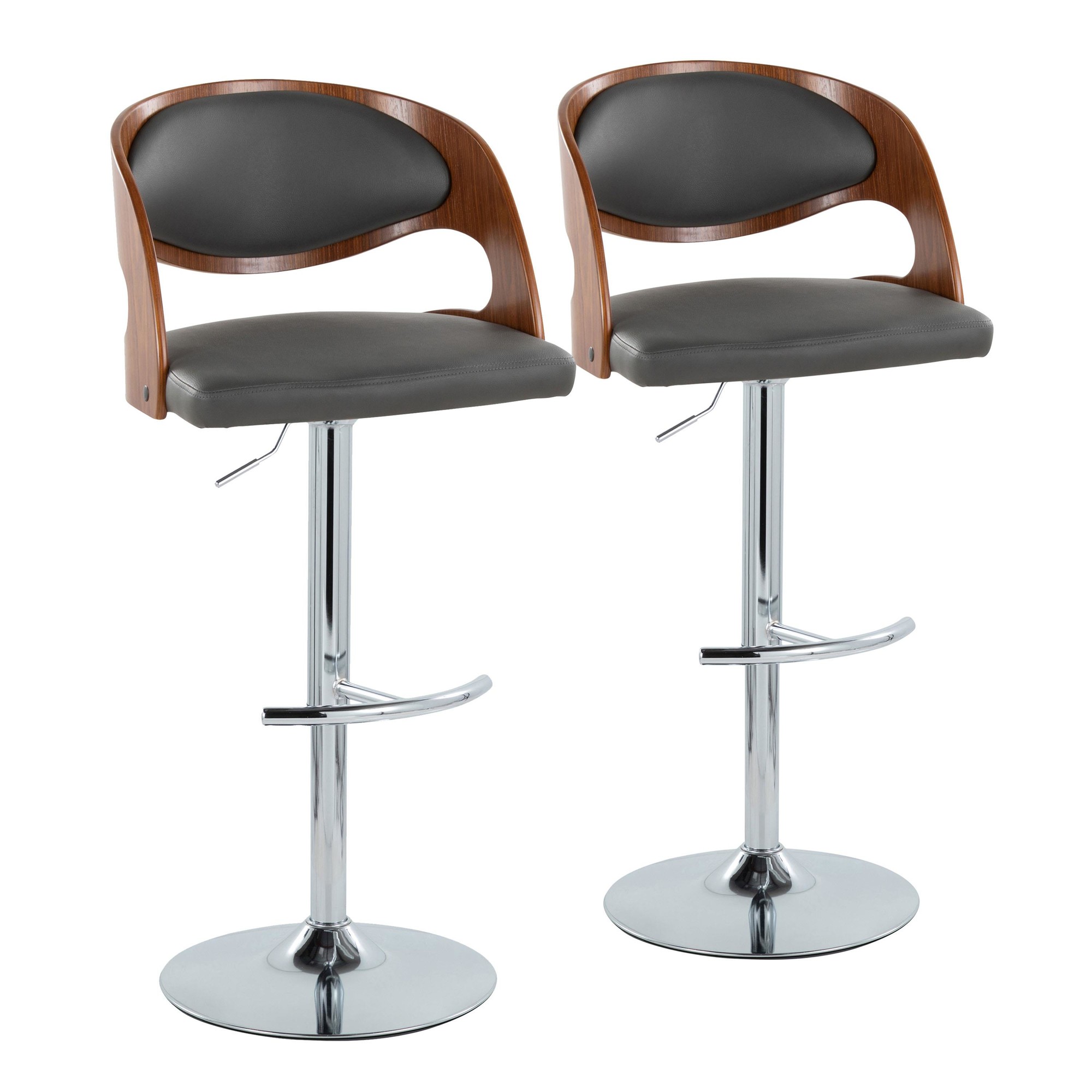 Pino-Mid-Century-Modern-Chrome-and-Walnut-Adjustable-Barstools-Set-of-2-2
