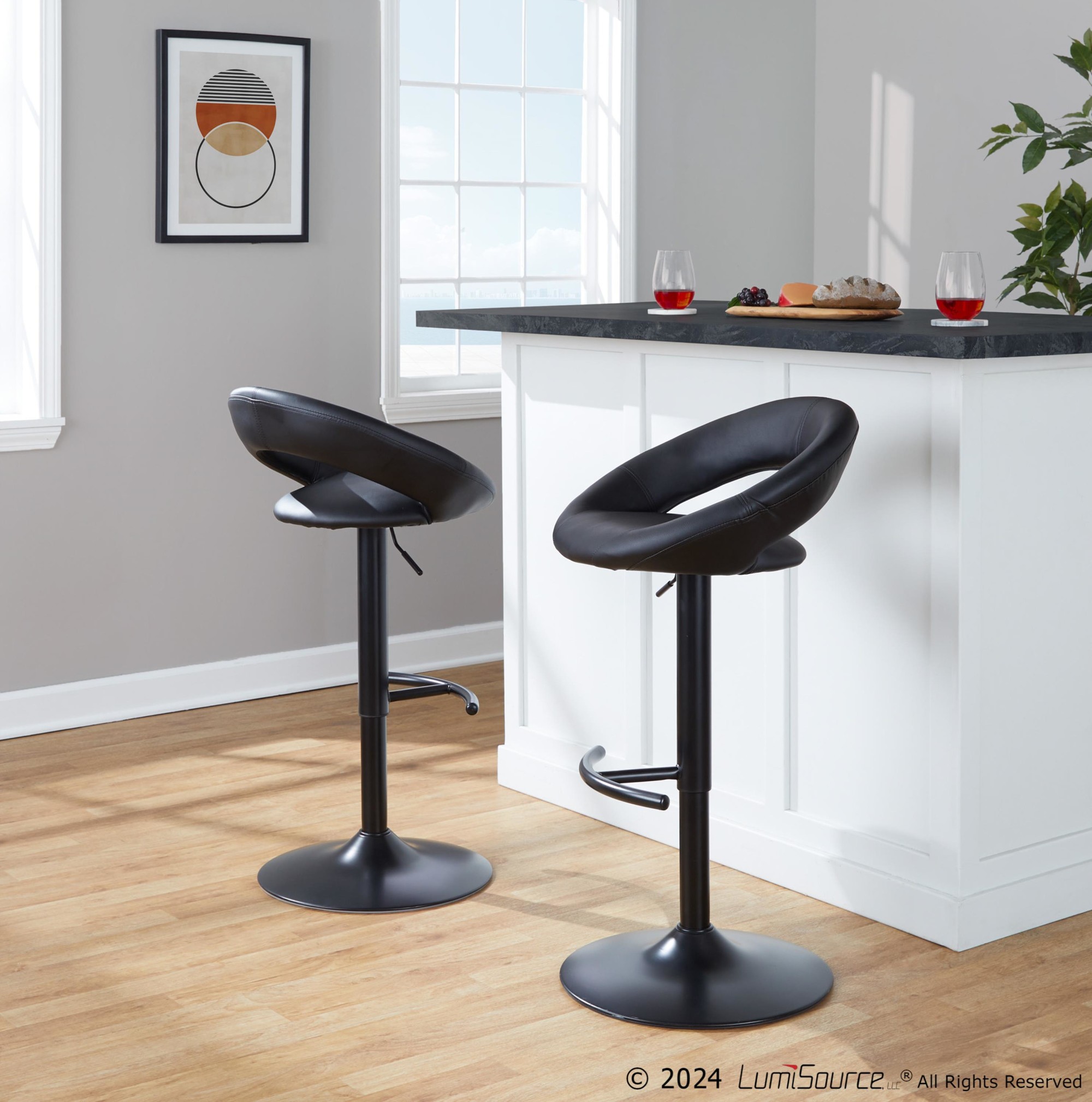 Posh-Black-Faux-Leather-Contemporary-Swivel-Barstools-Set-of-2
