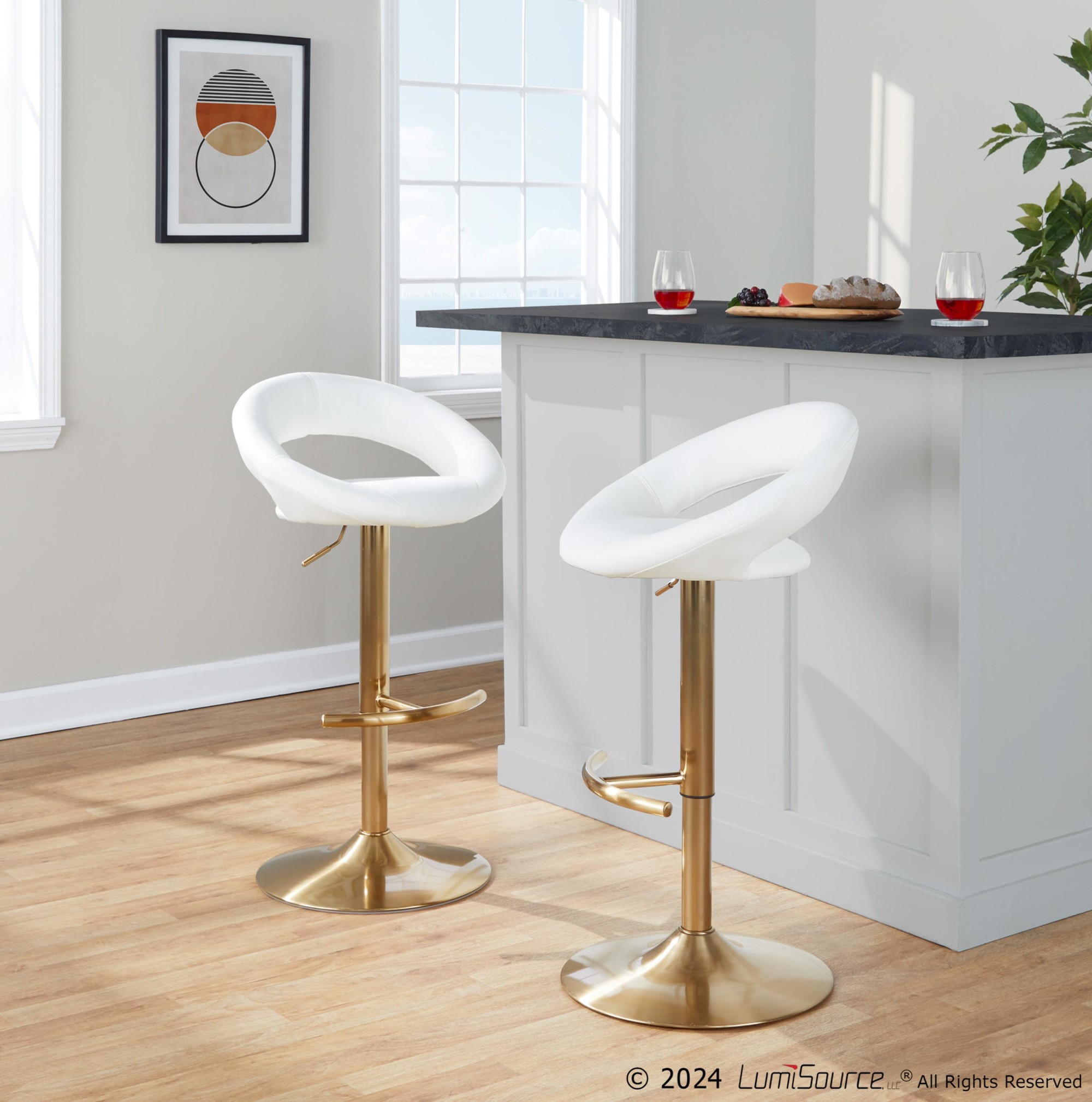 Posh-Gold-and-White-Contemporary-Swivel-Barstools-Set-of-2-1