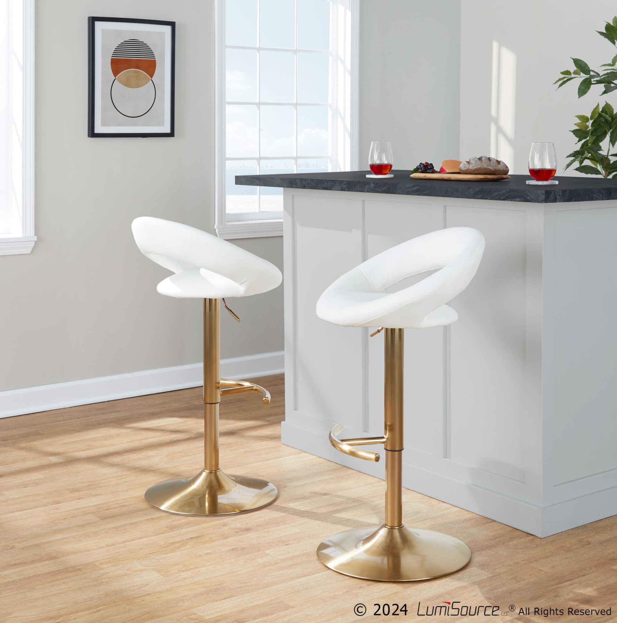 Posh-Gold-and-White-Contemporary-Swivel-Barstools-Set-of-2