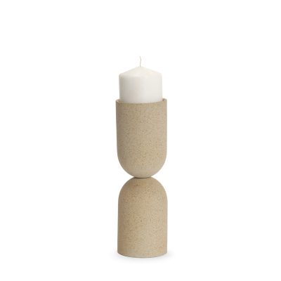 Qamra-Medium-Beige-Textured-Metal-Pillar-Candle-Holder-Candle-Holder