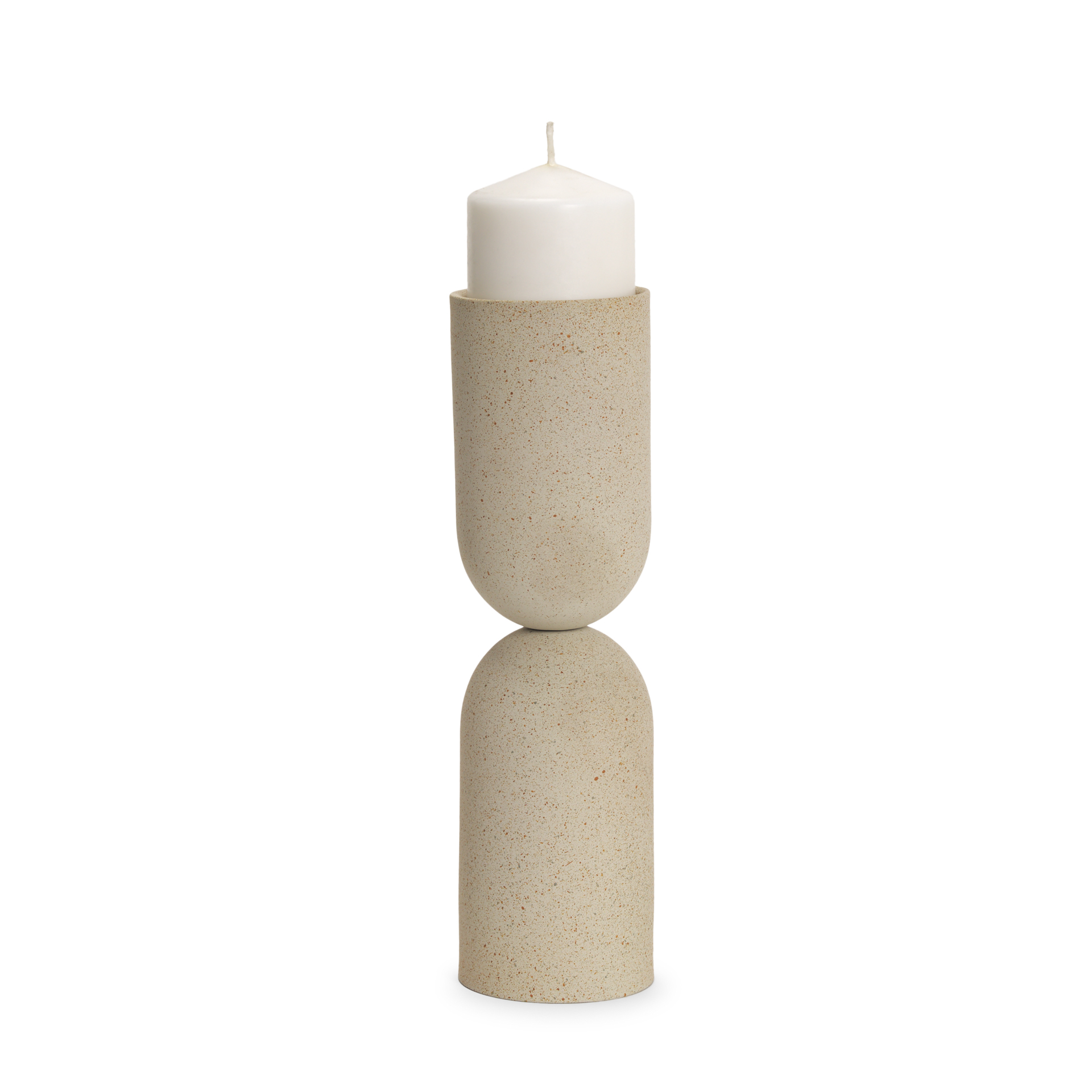 Qamra-Tall-Beige-Textured-Metal-Pillar-Candle-Holder-Candle-Holder