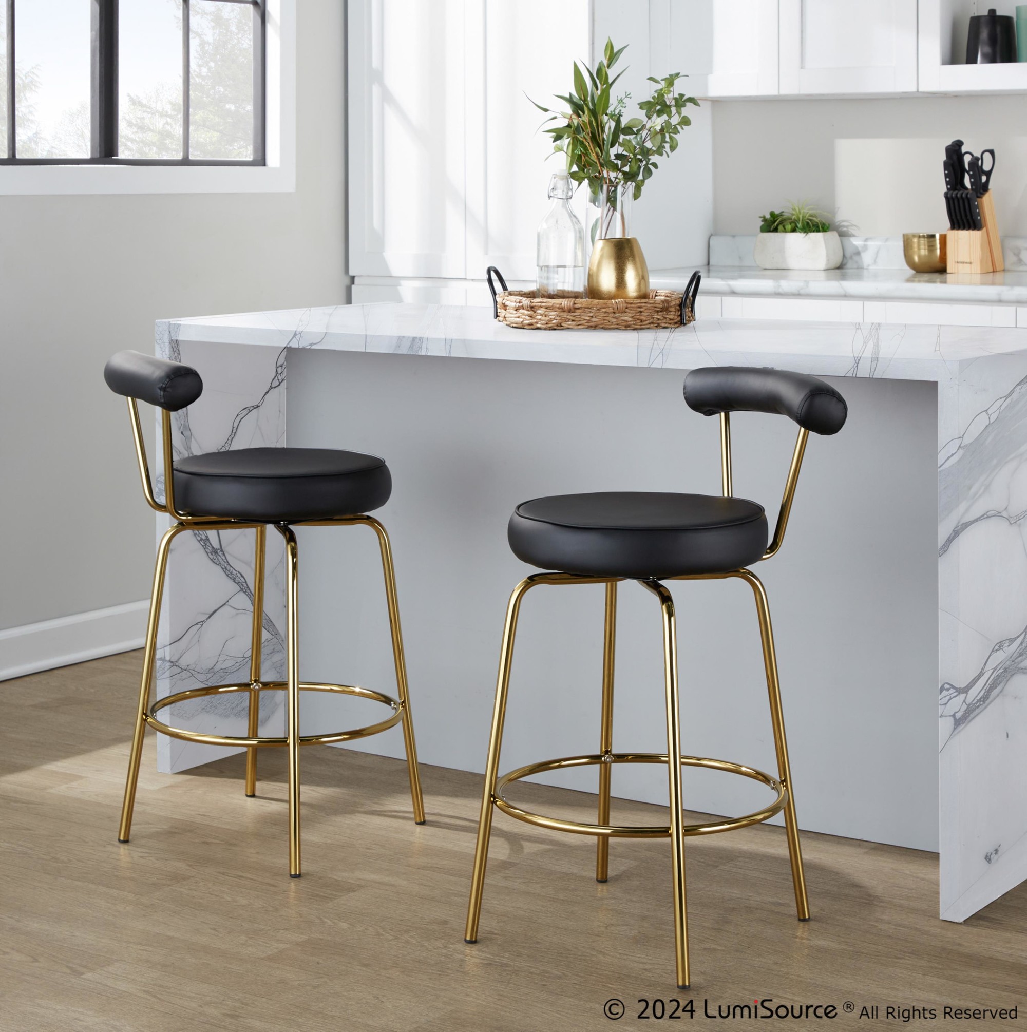 Rhonda-26-Inch-Gold-Art-Deco-Black-Faux-Leather-Stools-Set-of-2