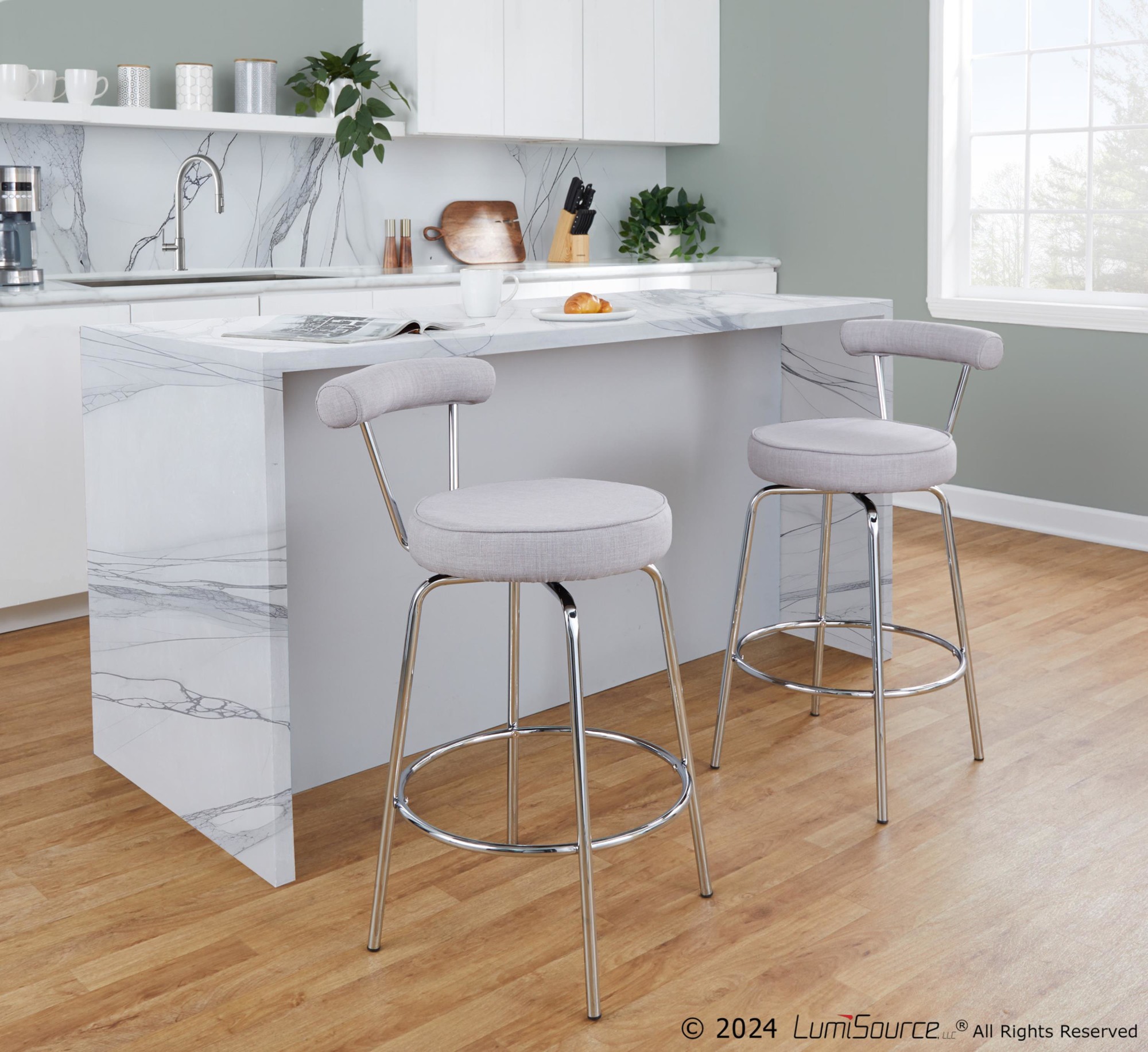Rhonda-Chrome-and-Light-Grey-Art-Deco-Counter-Stools-Set-of-2-4