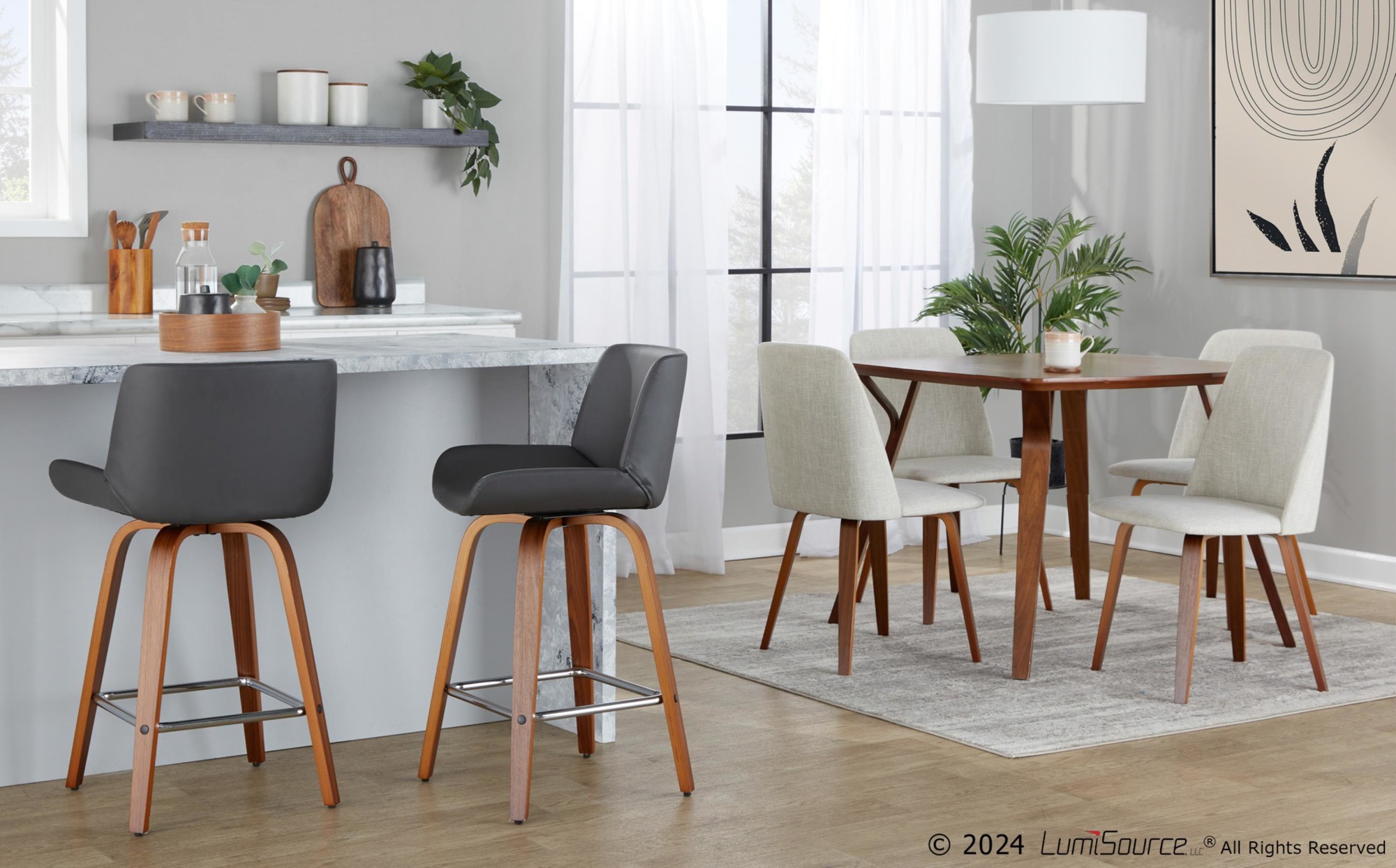 Santi-25-Mid-Century-Modern-Grey-Swivel-Stool-Set-of-2