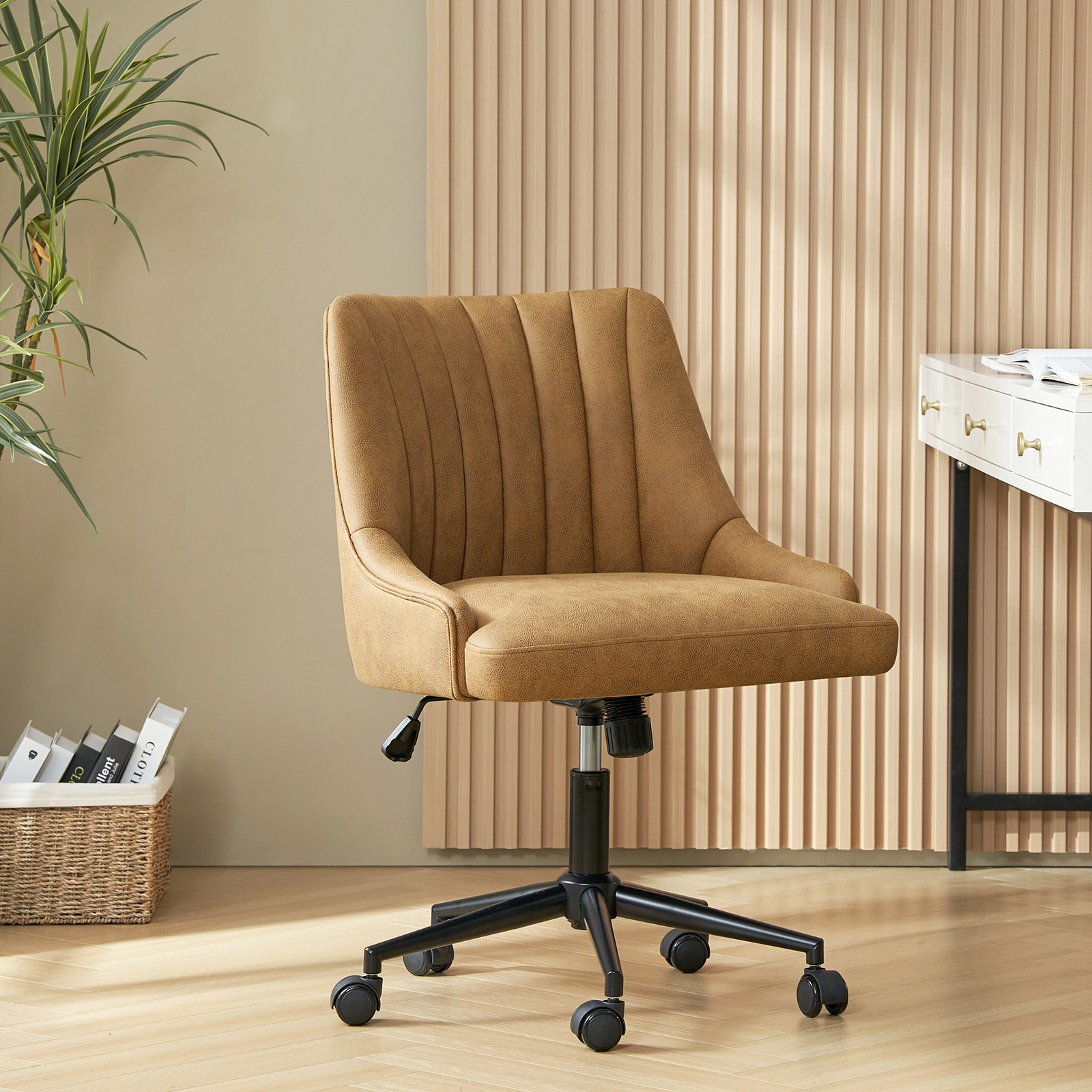 Seamas-Camel-Faux-Leather-Tufted-Swivel-Adjustable-Office-Chair-1