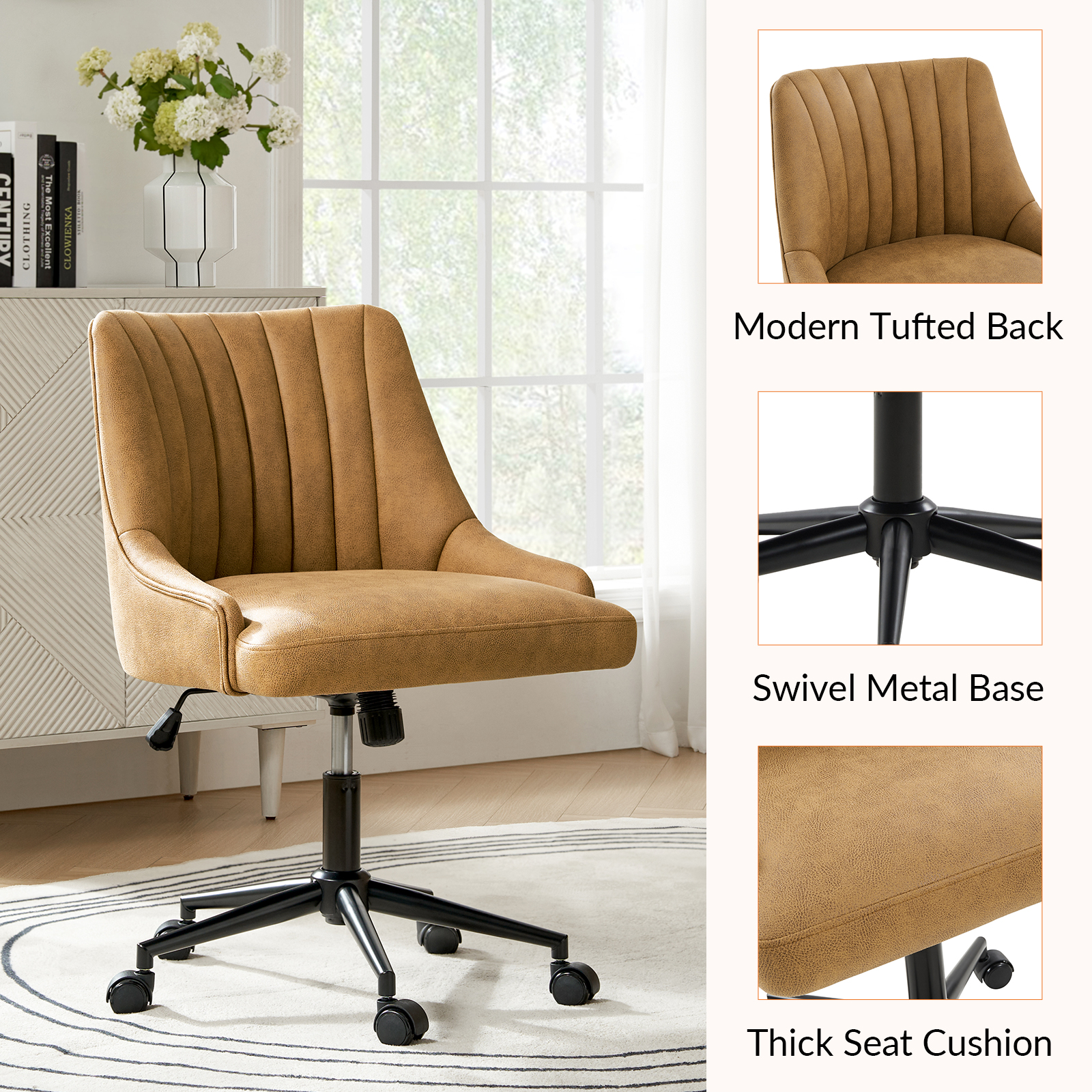 Seamas-Camel-Faux-Leather-Tufted-Swivel-Adjustable-Office-Chair-3