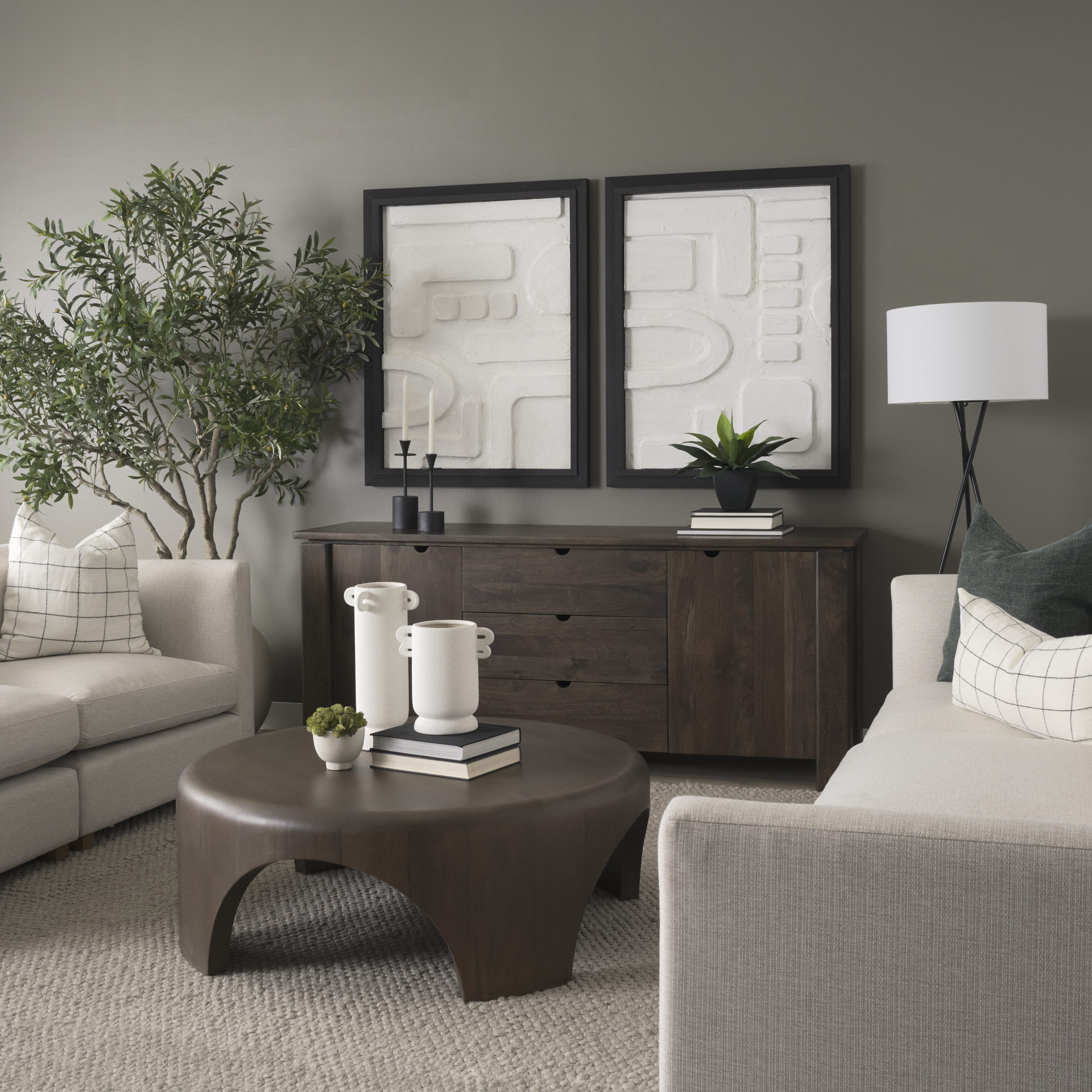 Shima-Round-Dark-Brown-Wood-WArched-Legs-Coffee-Table-2