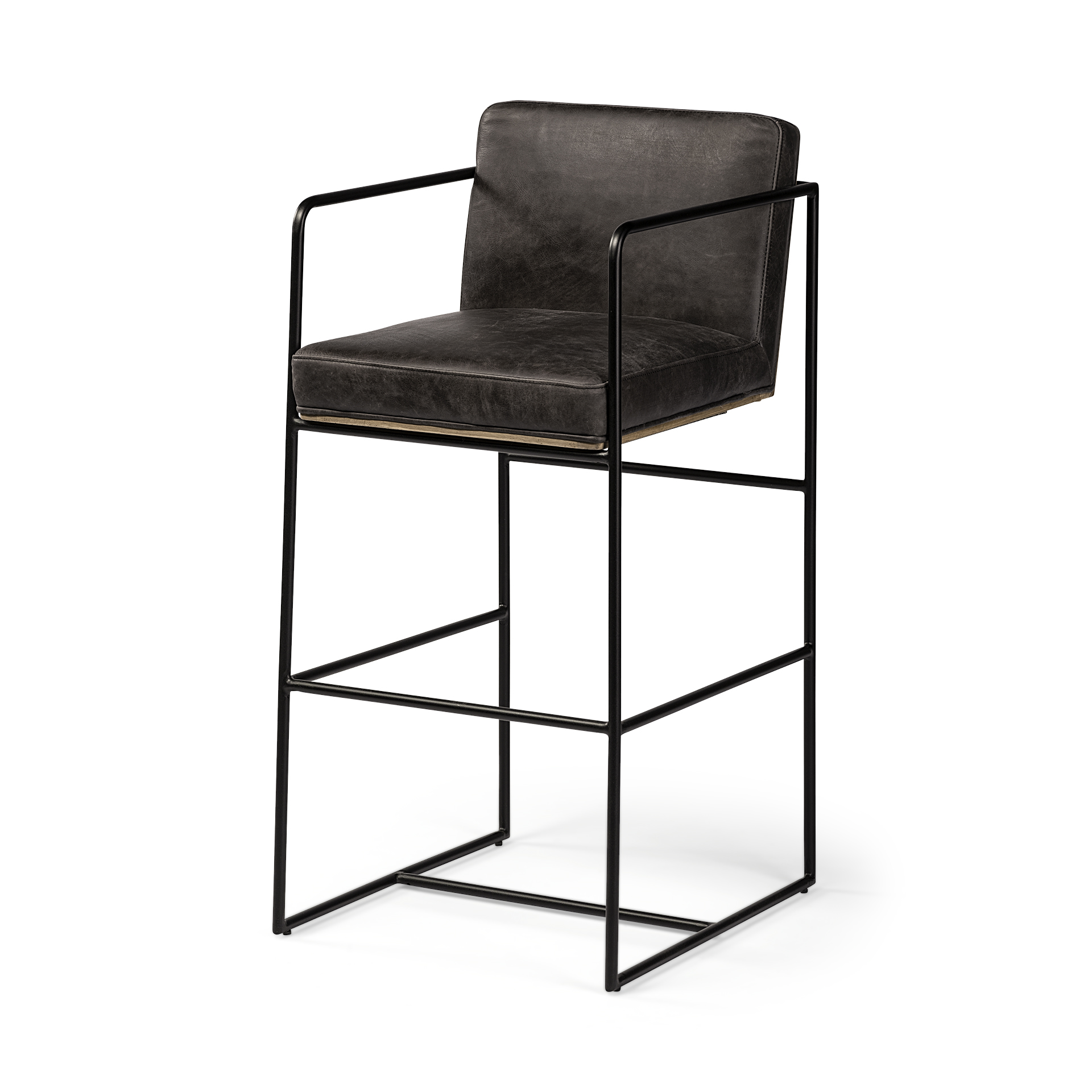 Stamford-40-Total-Height-Black-Leather-Seat-w-Wood-Back-Metal-Frame-Bar-Stool