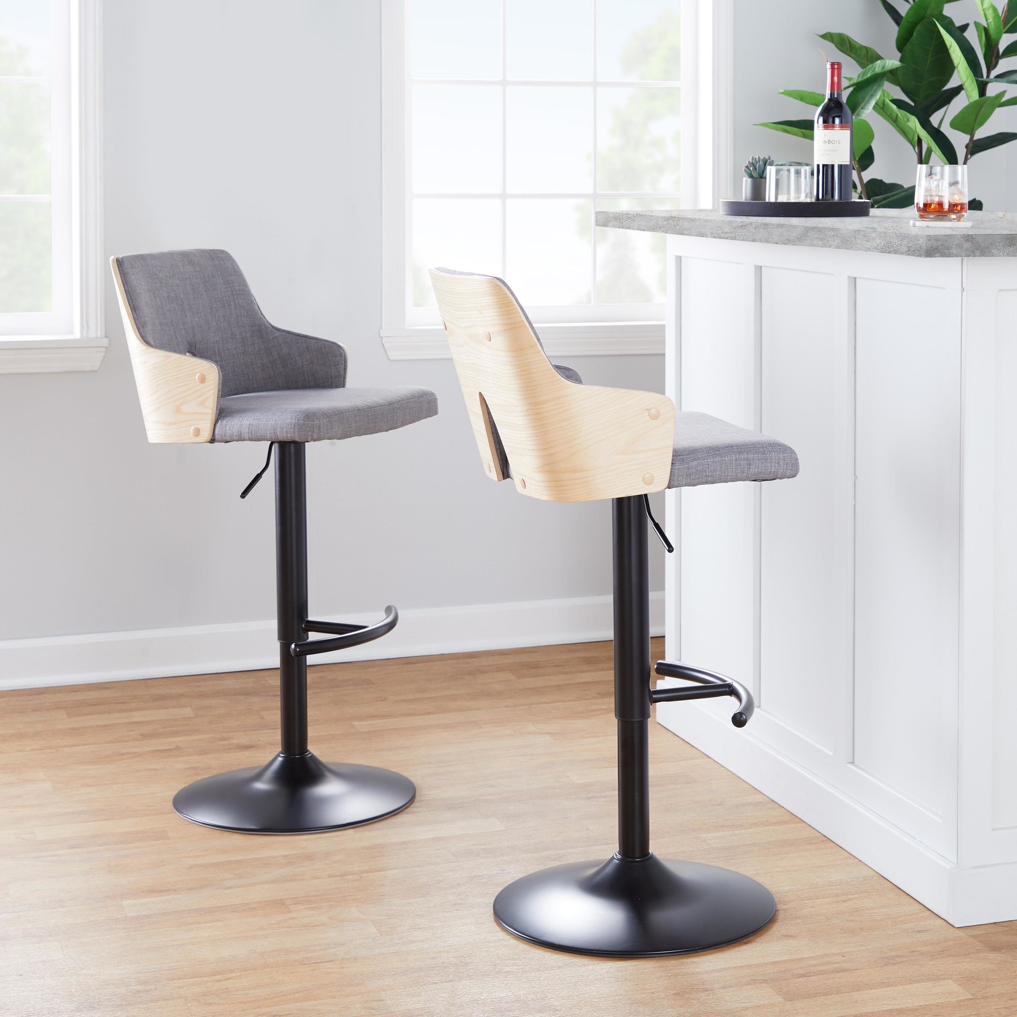 Stella-Contemporary-Adjustable-Swivel-Barstools-Black-Wood-Grey-Set-of-2-Set-of-2-1