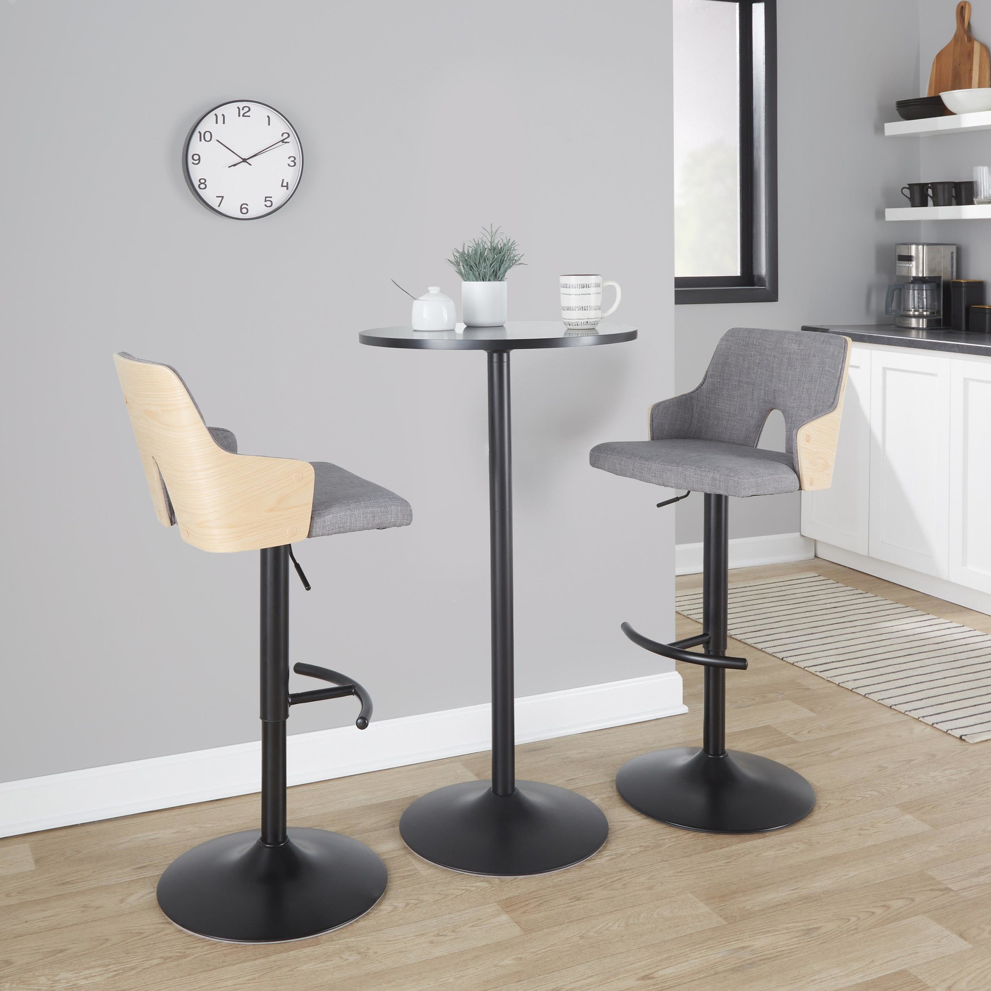 Stella-Contemporary-Adjustable-Swivel-Barstools-Black-Wood-Grey-Set-of-2-Set-of-2