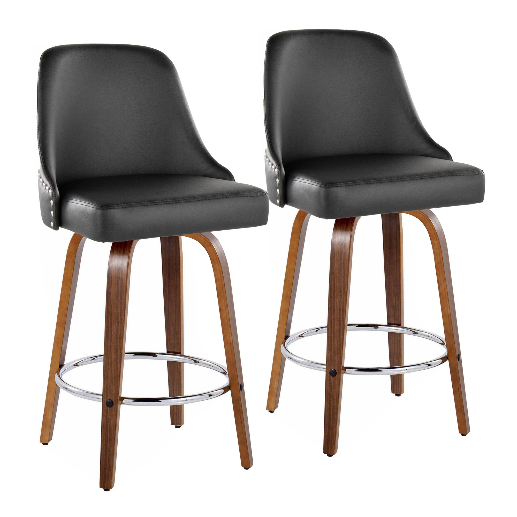 Studded-Marcel-27-Inch-Walnut-and-Black-Swivel-Counter-Stools-Set-of-2-2