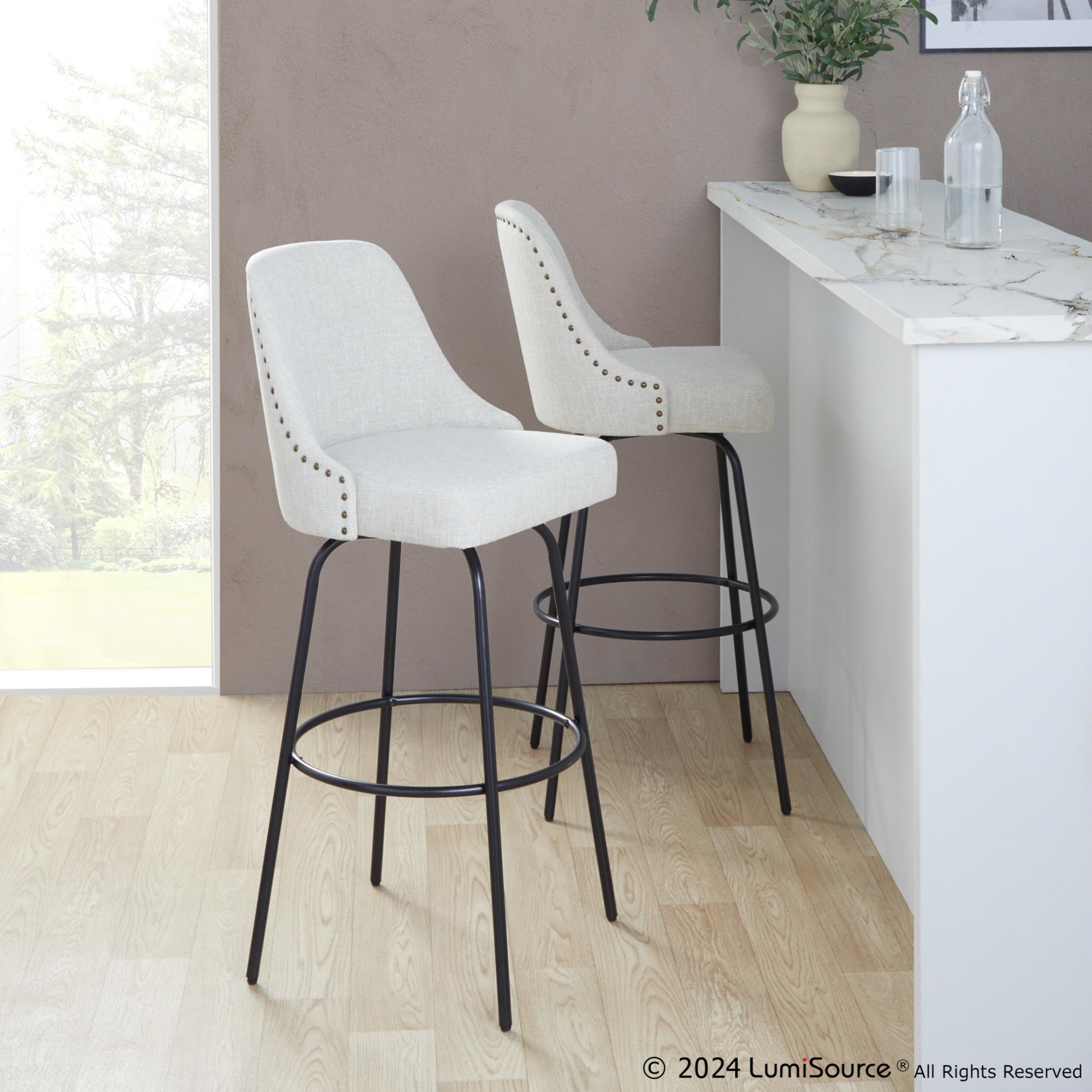 Studded-Marcel-30-Cream-Fabric-Contemporary-Barstools-Set-of-2
