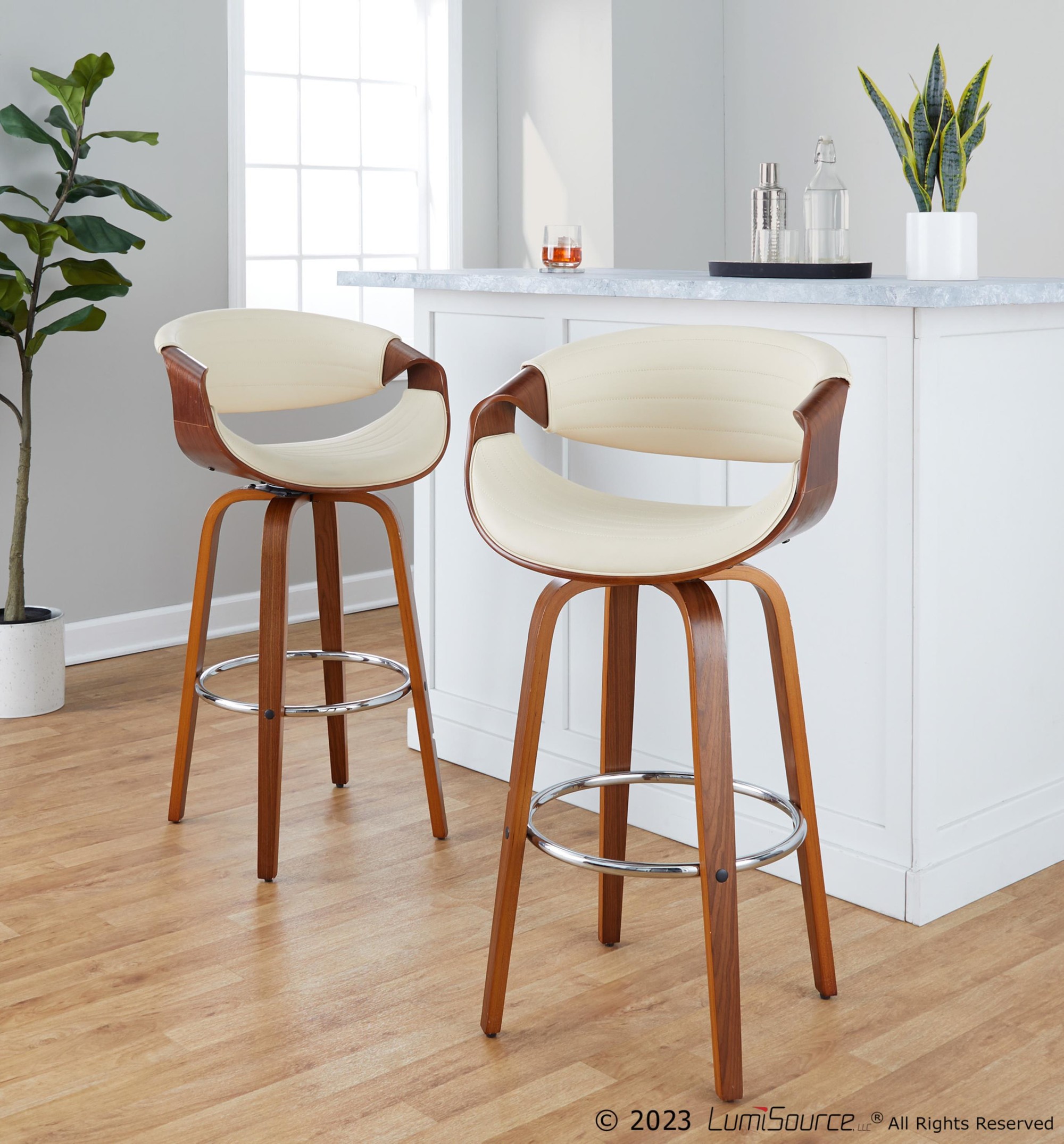 Symphony-30-Walnut-Cream-Swivel-Mid-Century-Barstool-Set-of-2
