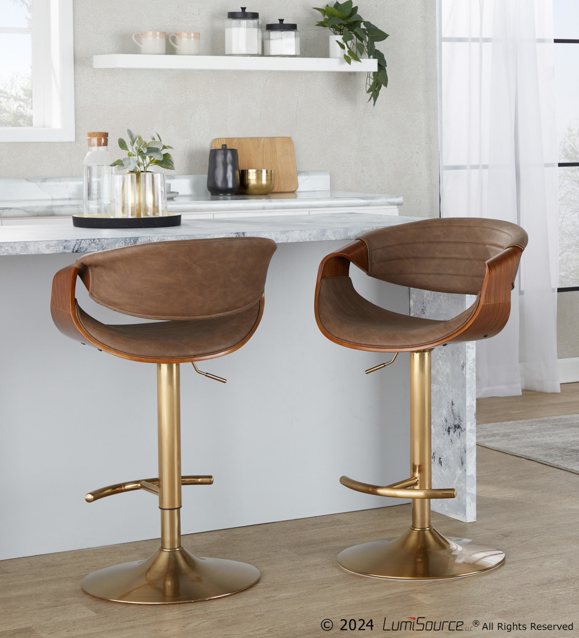 Symphony-Gold-and-Walnut-Adjustable-Mid-Century-Barstools-Set-of-2