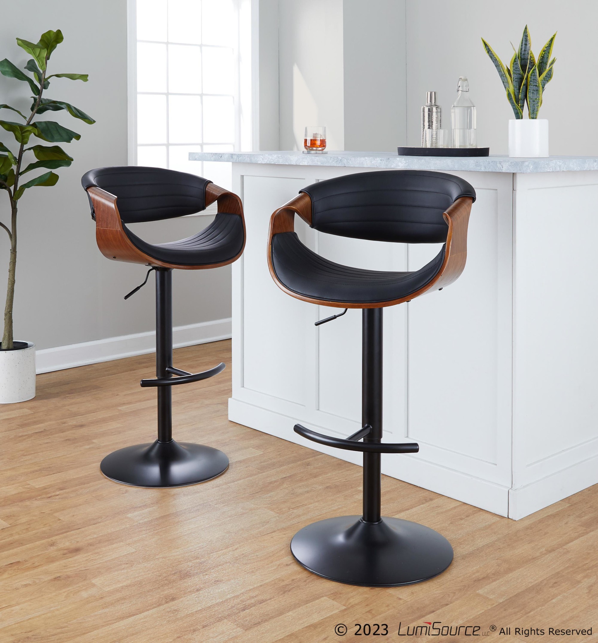 Symphony-Mid-Century-Modern-Black-Faux-Leather-Swivel-Barstool-Set-of-2