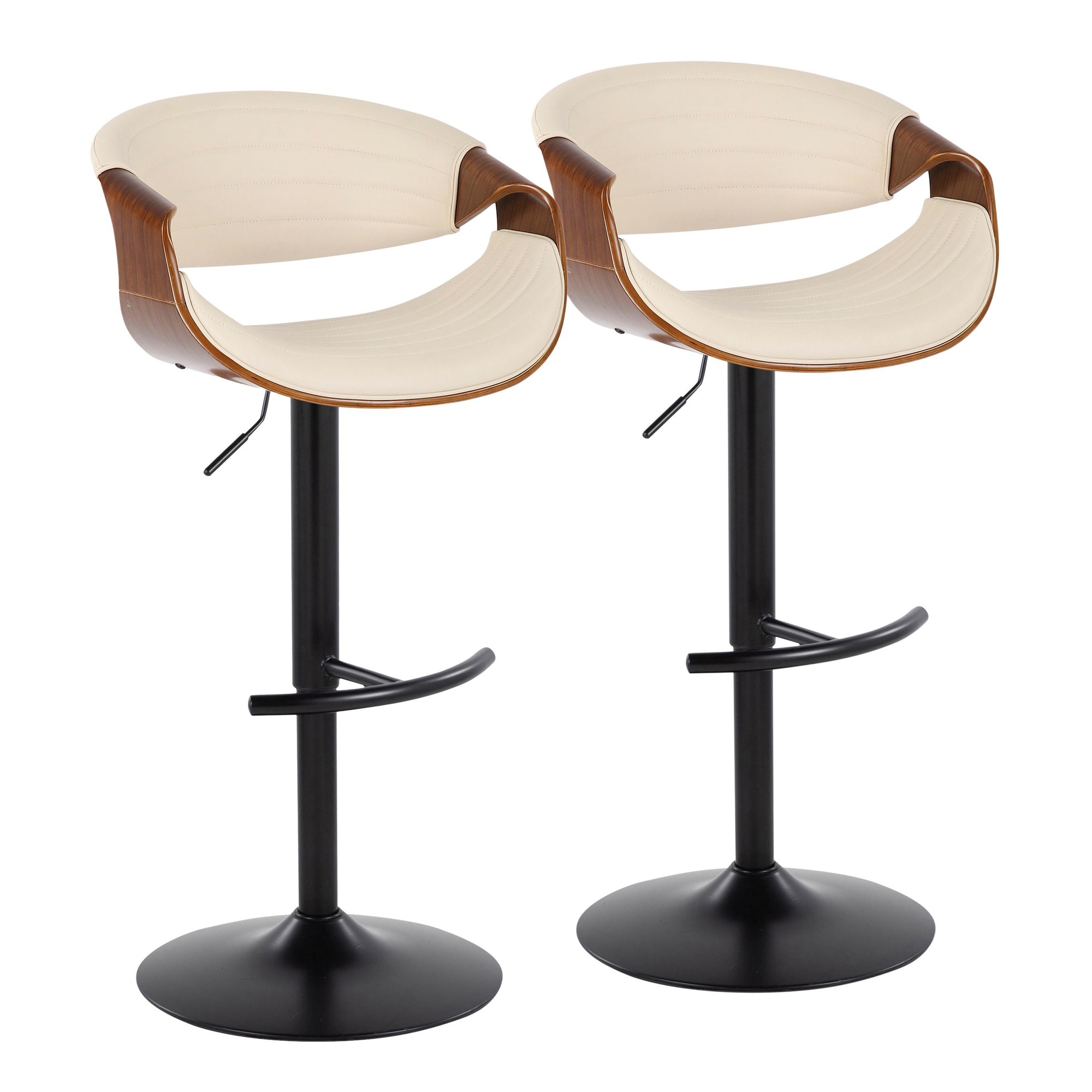 Symphony-Mid-Century-Modern-Cream-Swivel-Barstools-Black-Walnut-Set-of-2-3