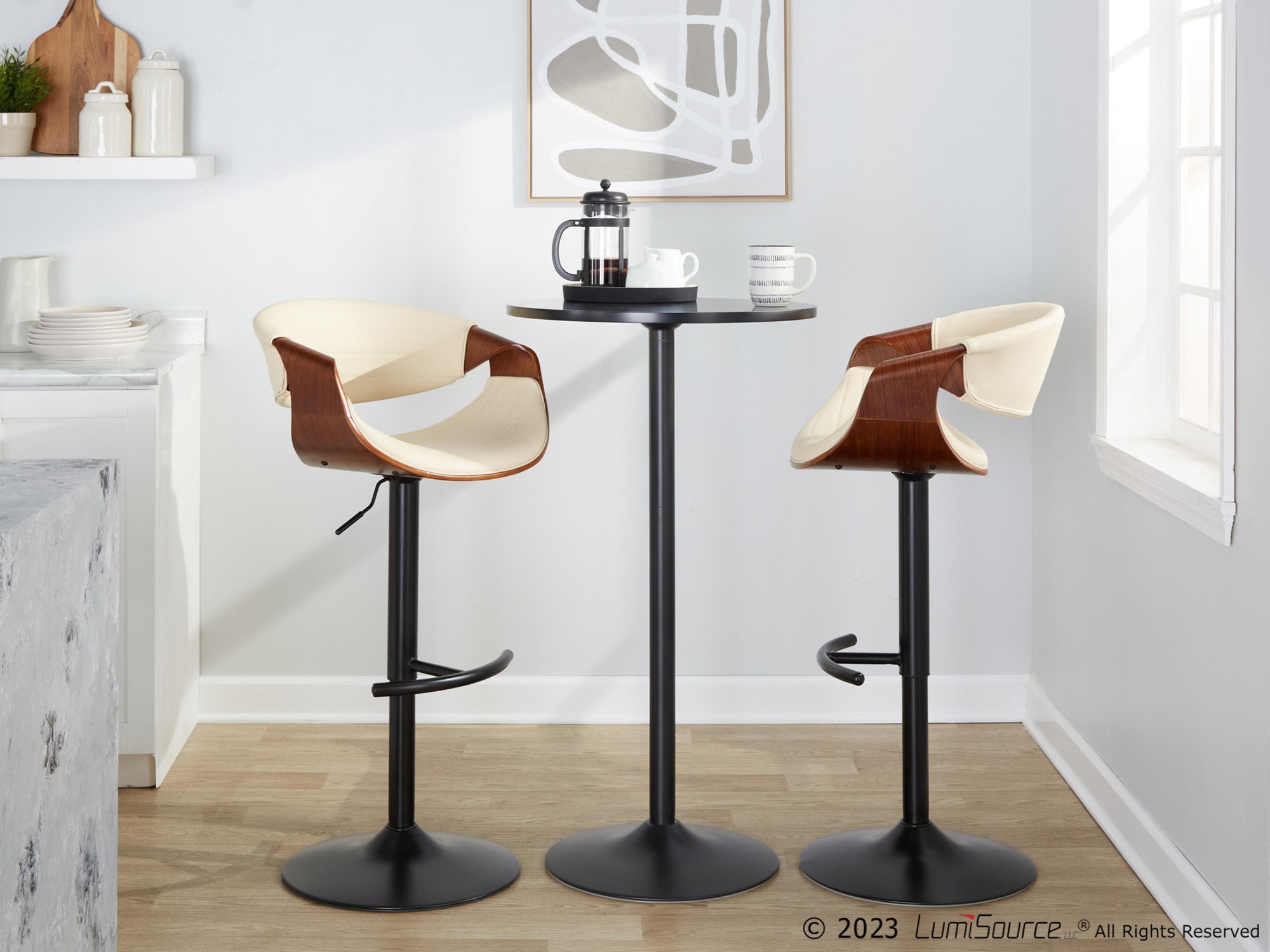 Symphony-Mid-Century-Modern-Cream-Swivel-Barstools-Black-Walnut-Set-of-2