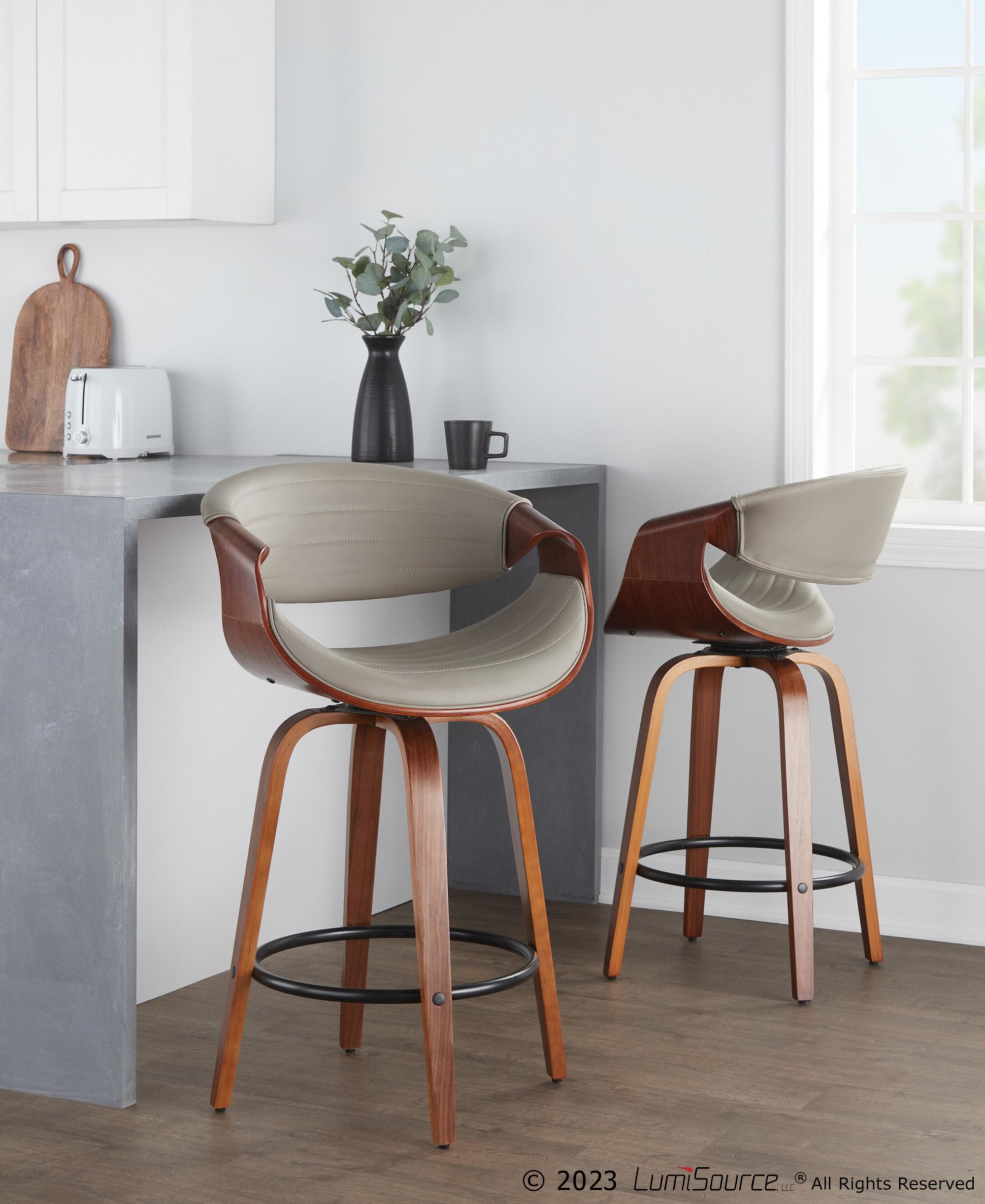 Symphony-Mid-Century-Modern-Walnut-and-Grey-Counter-Stools-26-Inch-Set-of-2