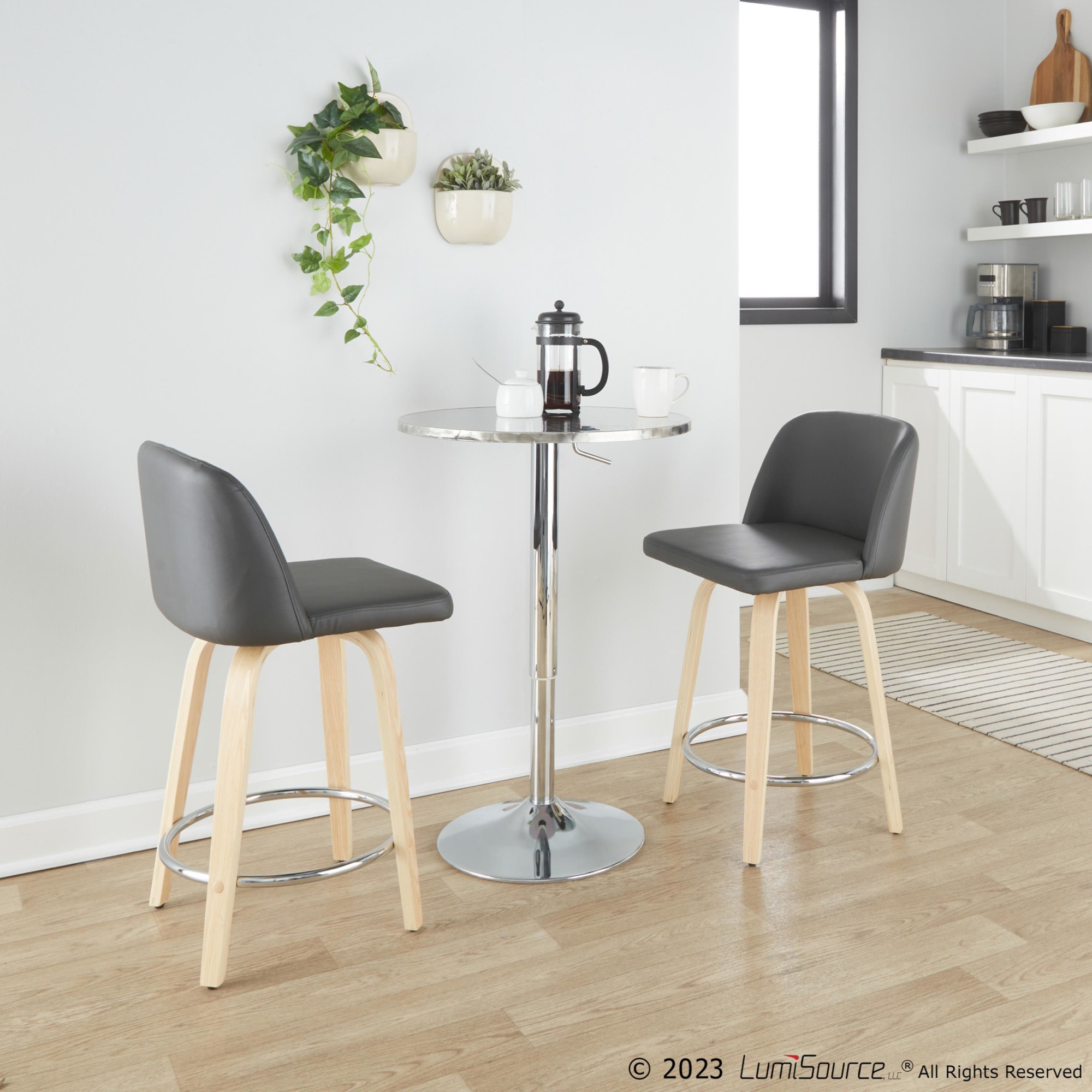 Toriano-24-Inch-Contemporary-Swivel-Counter-Stool-in-Natural-Wood-and-Grey-Faux-Leather-Set-of-2-Set-of-2