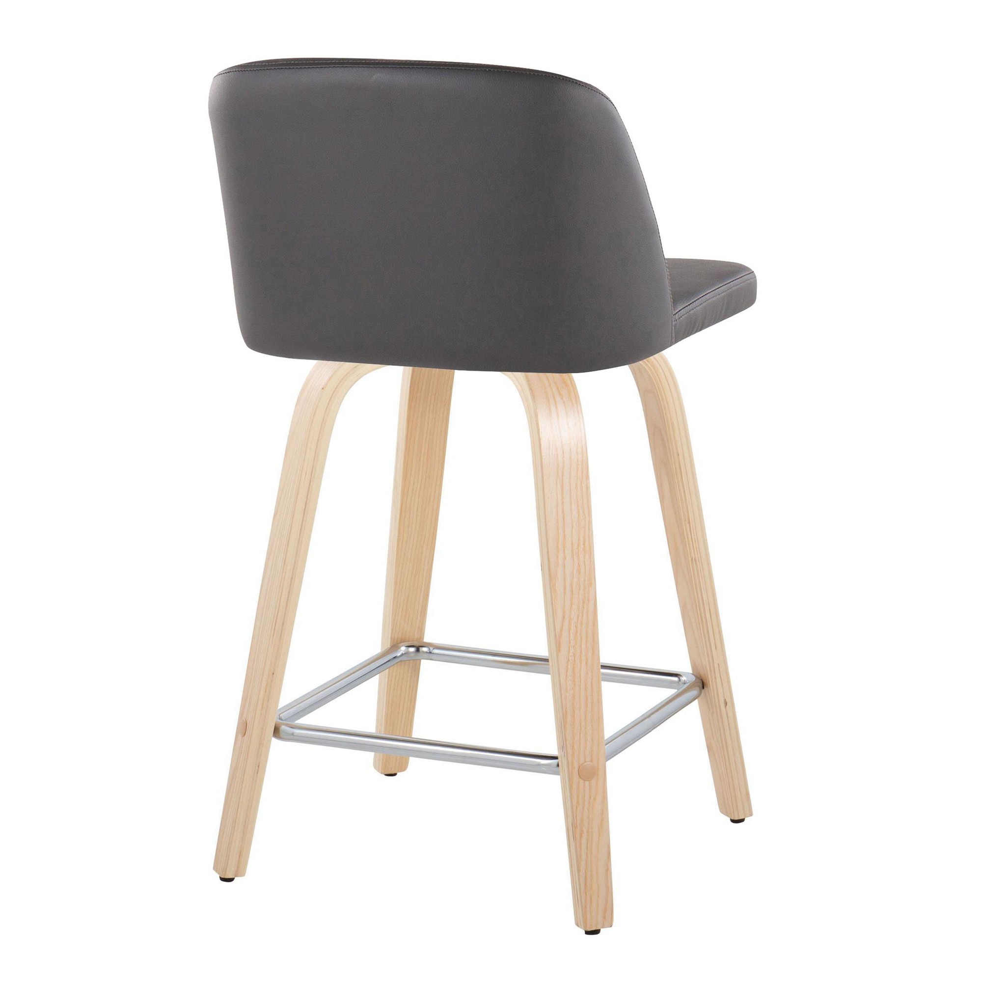 Toriano-24-Inch-Contemporary-Swivel-Counter-Stools-in-Natural-Wood-and-Grey-Faux-Leather-with-Chrome-Footrest-Set-of-2-Set-of-2-5