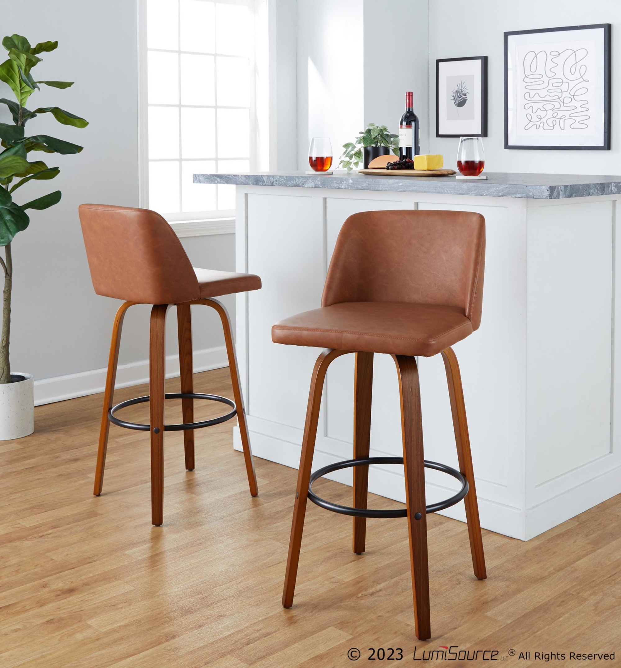 Toriano-30-Inch-Mid-Century-Modern-Swivel-Barstools-Walnut-and-Camel-Set-of-2