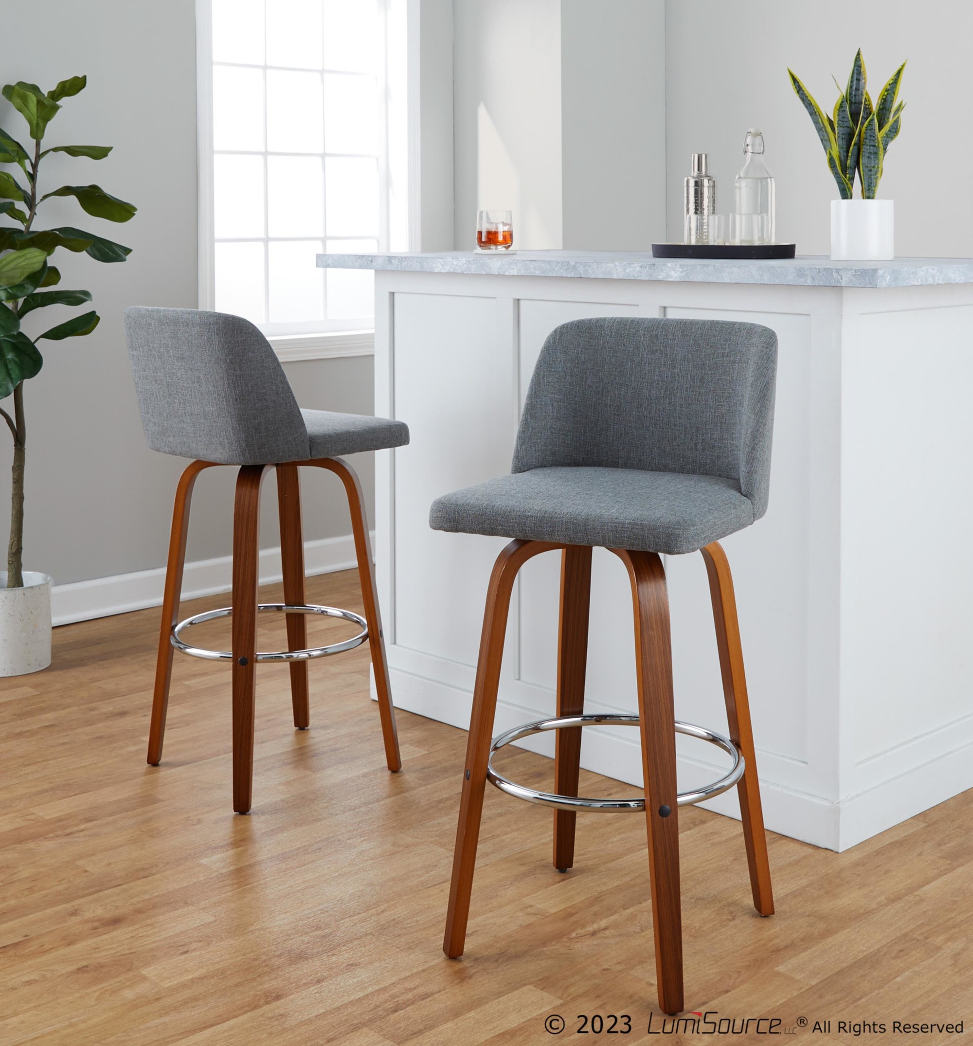 Toriano-30-Mid-Century-Modern-Grey-Fabric-Swivel-Barstool-Set-of-2