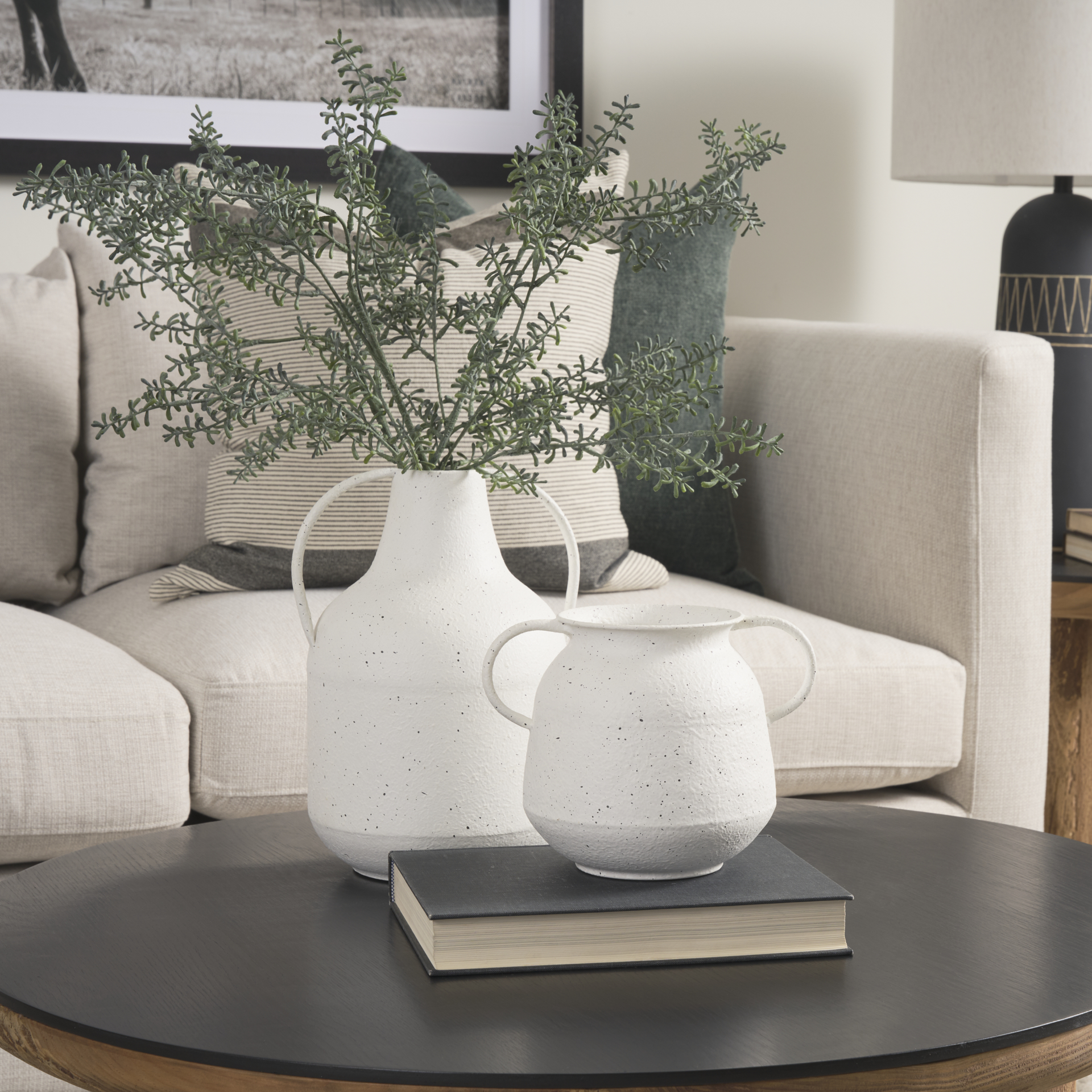 Treva-Tall-White-w-Black-Speckles-Metal-Vase-2