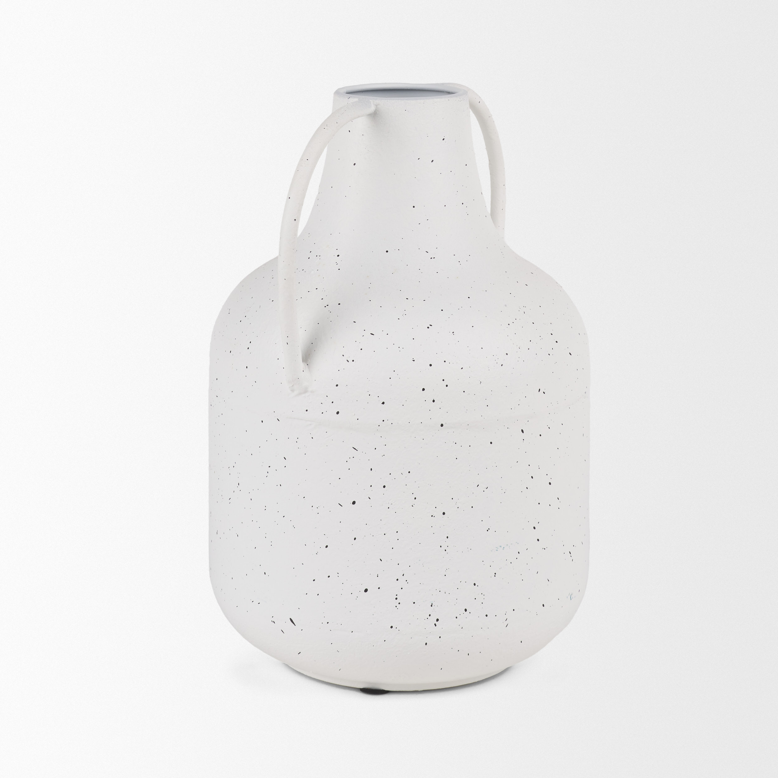 Treva-Tall-White-w-Black-Speckles-Metal-Vase-6