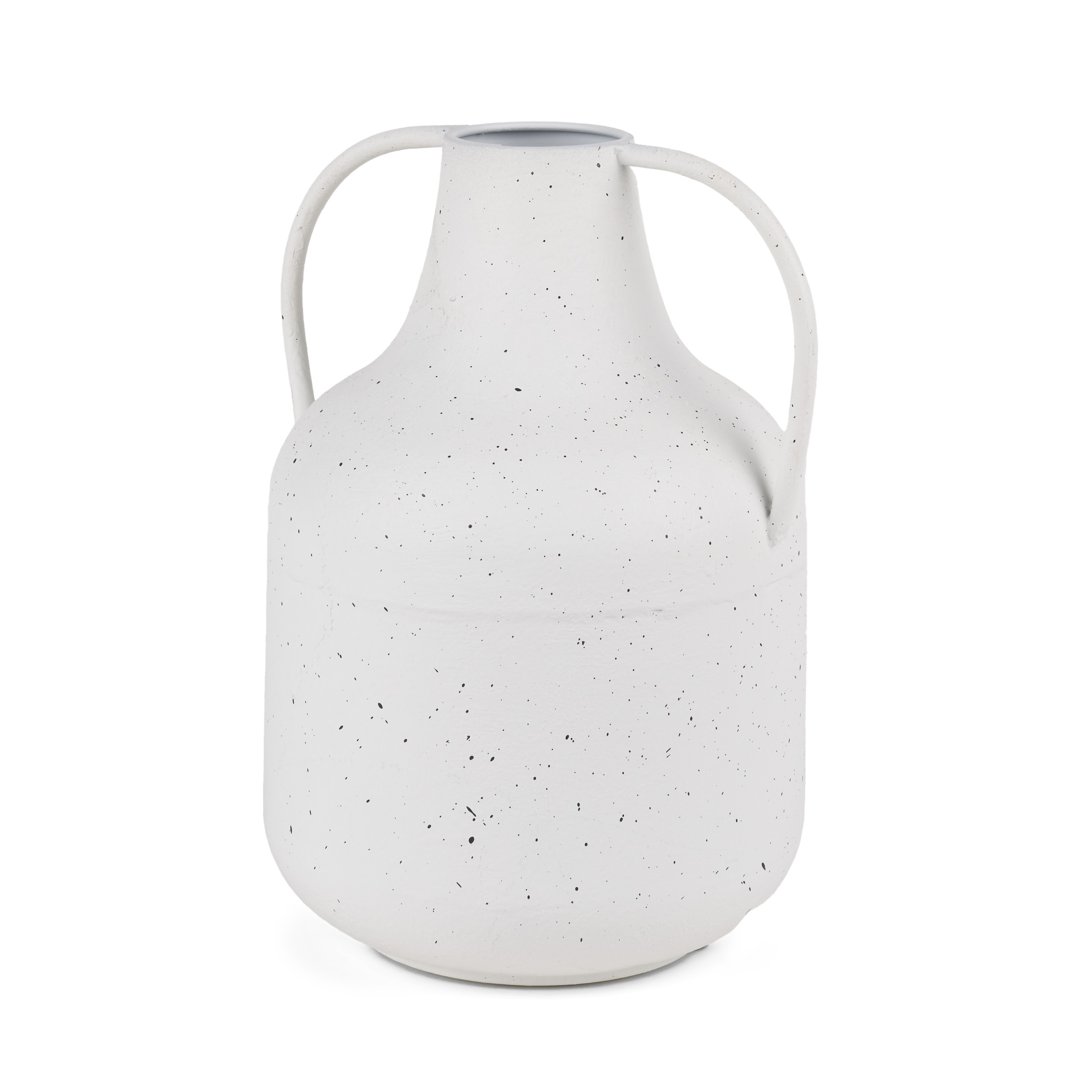 Treva-Tall-White-w-Black-Speckles-Metal-Vase