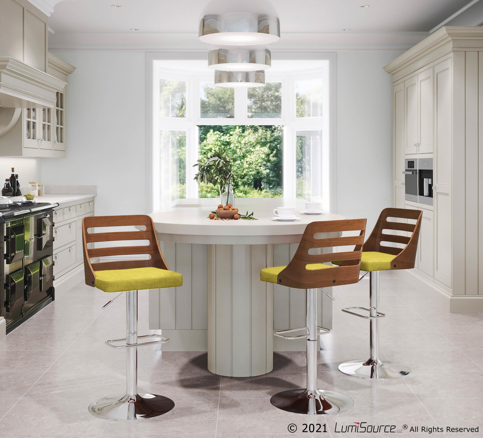 Trevi-Walnut-and-Green-Mid-Century-Modern-Adjustable-Swivel-Barstool