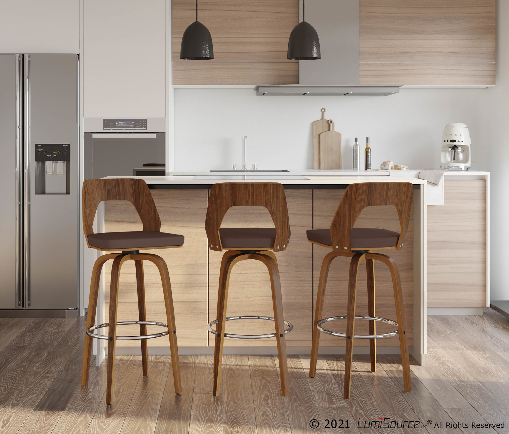 Trilogy-Walnut-and-Brown-Mid-Century-Modern-Barstools-Set-of-2-1