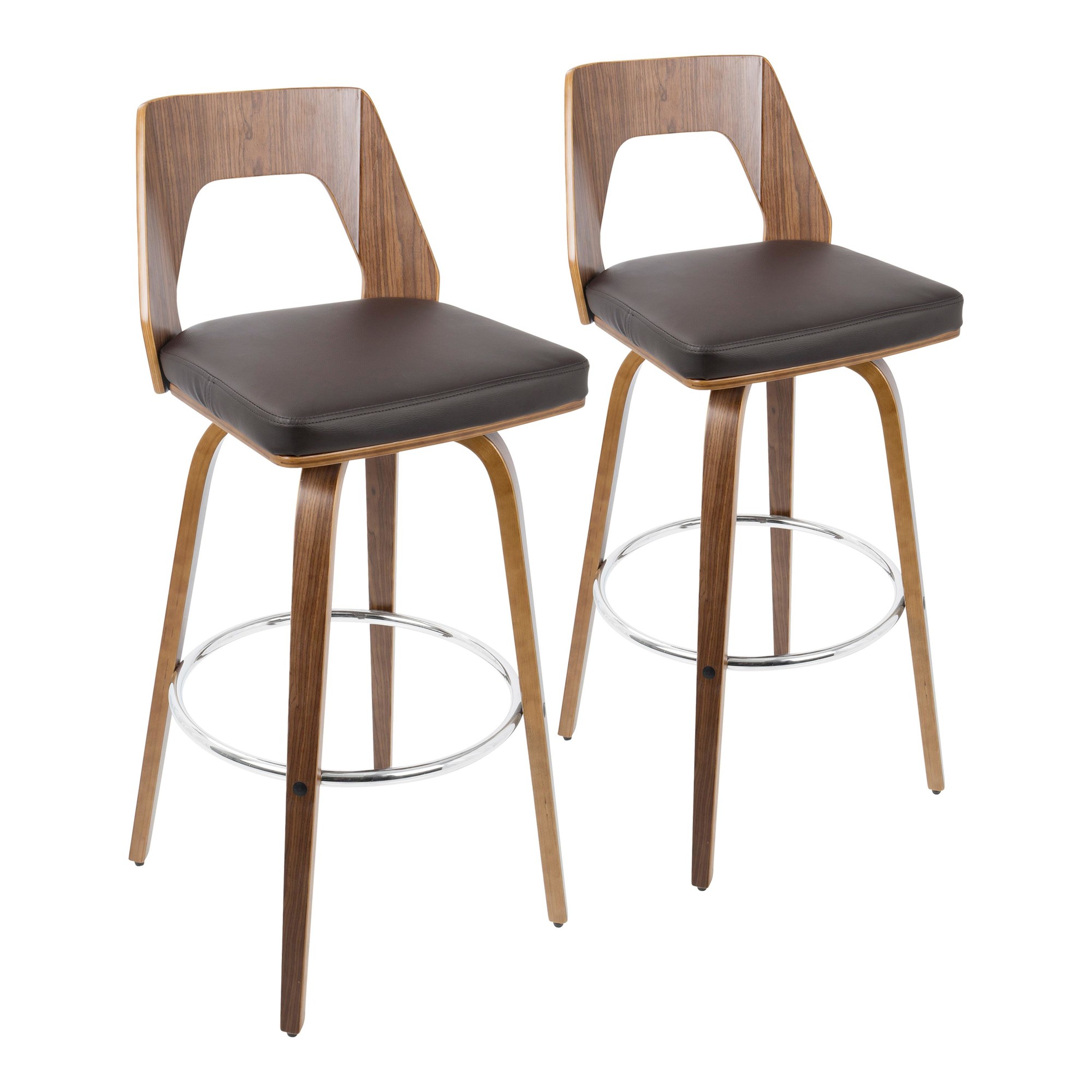 Trilogy-Walnut-and-Brown-Mid-Century-Modern-Barstools-Set-of-2-3