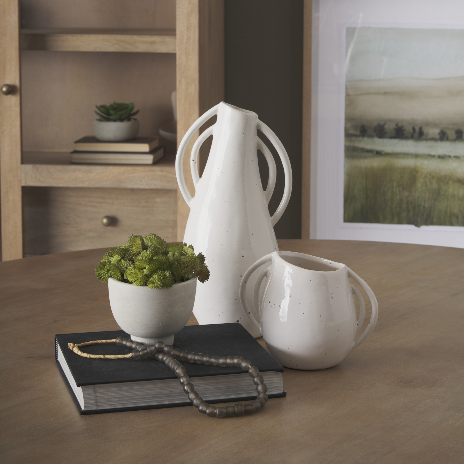 Urvi-Tall-Off-White-Speckled-Asymmetrical-Ceramic-Vase-1