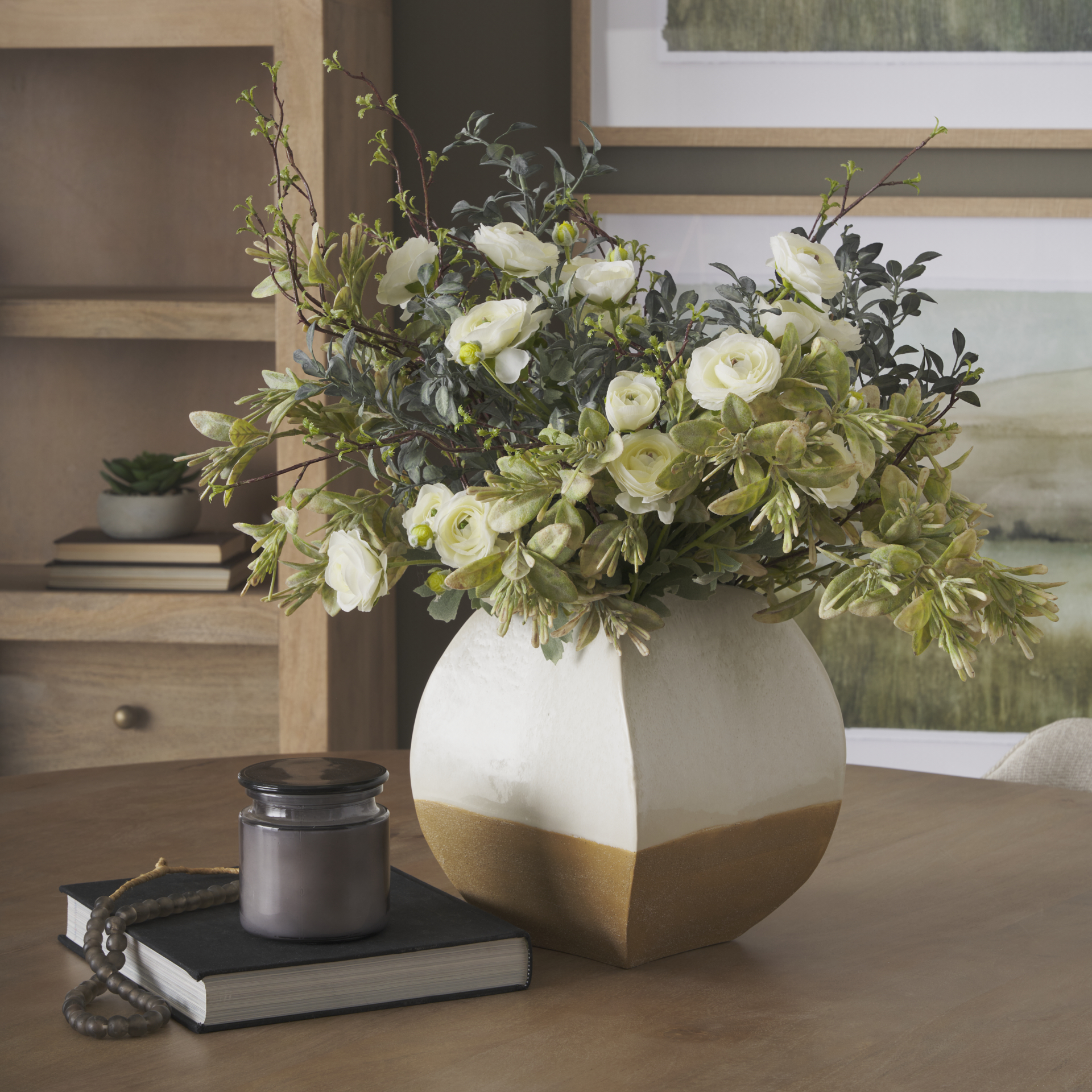 Vania-Short-Off-White-w-Tan-Textured-Ceramic-Vase-1