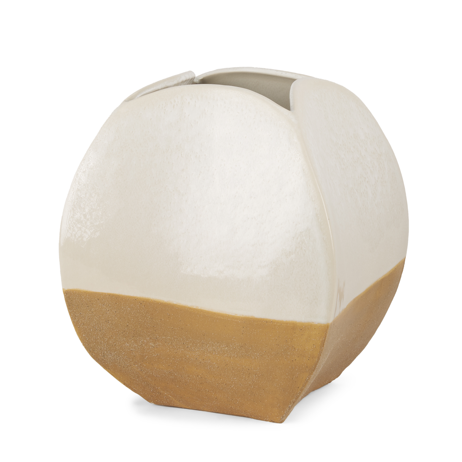 Vania-Short-Off-White-w-Tan-Textured-Ceramic-Vase