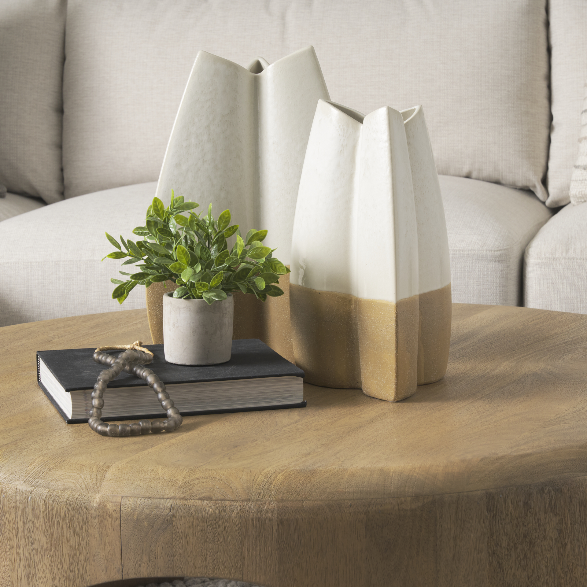 Vania-Small-Off-White-w-Tan-Textured-Ceramic-Vase-1