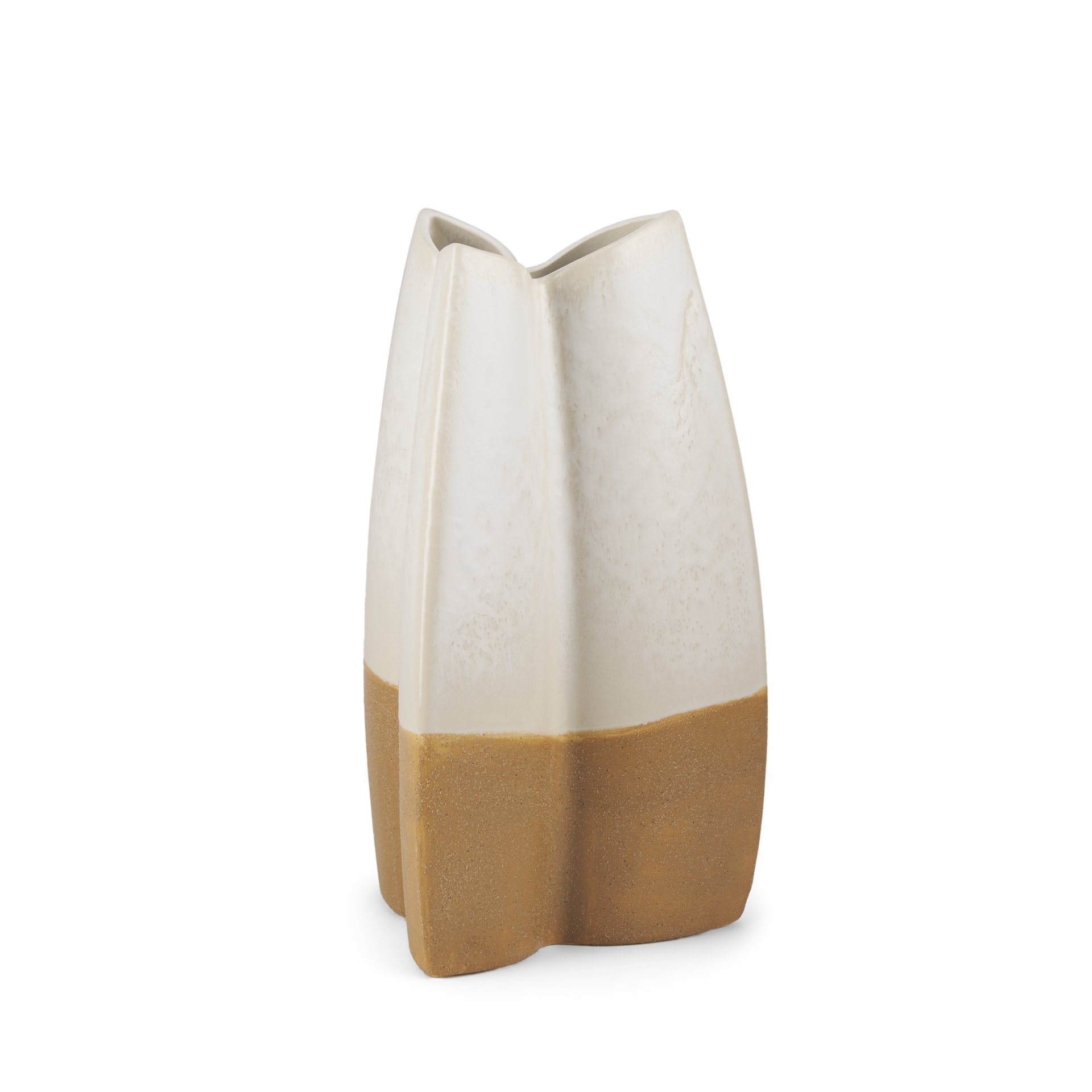 Vania-Small-Off-White-w-Tan-Textured-Ceramic-Vase