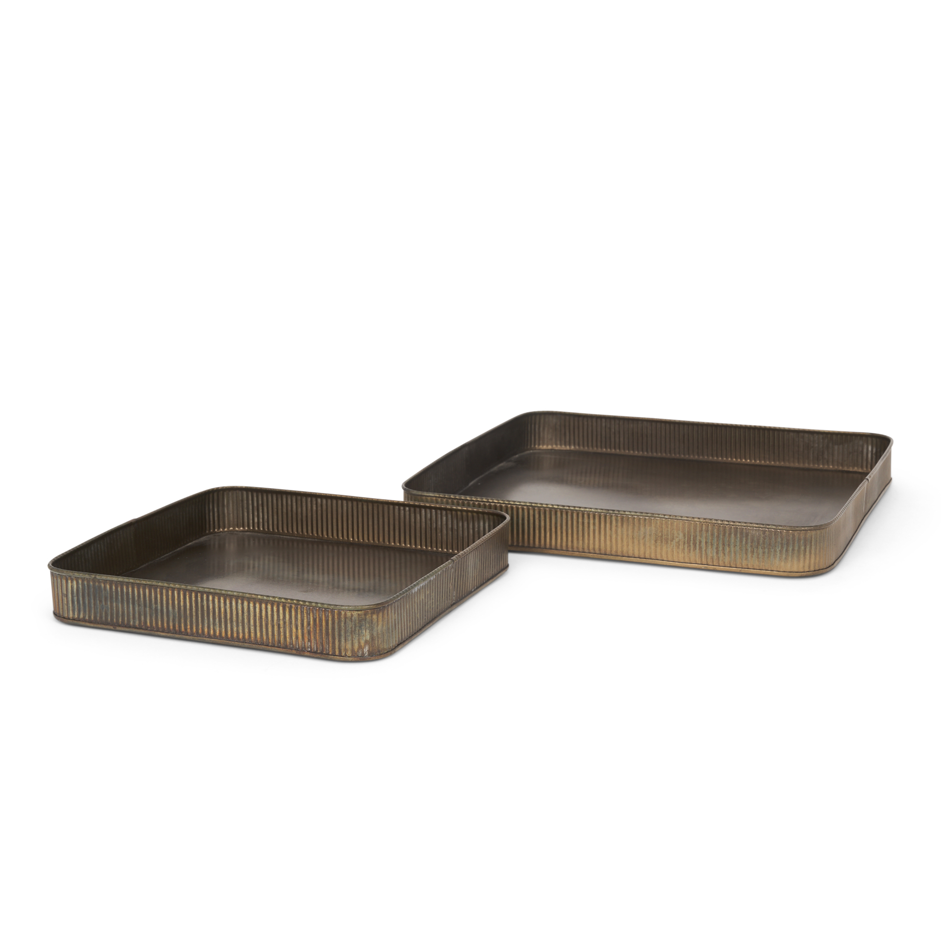 Varun-Square-Antiqued-Brass-Metal-Tray-Set-of-2