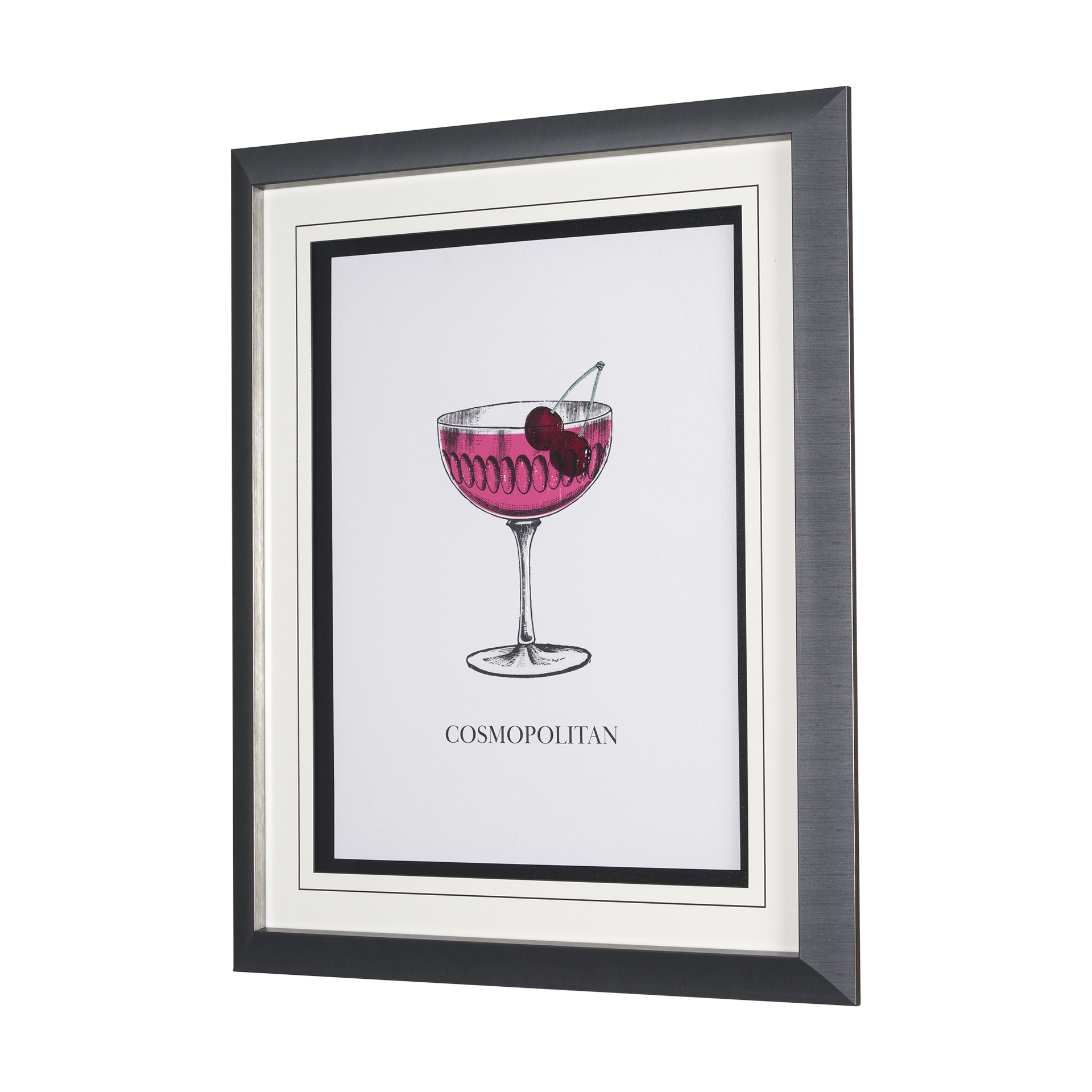 Vintage-Cocktails-Cosmo-by-Gwen-Aspell-Hand-Embelished-Textured-Framed-Art-Print-Matted-under-Glass-2