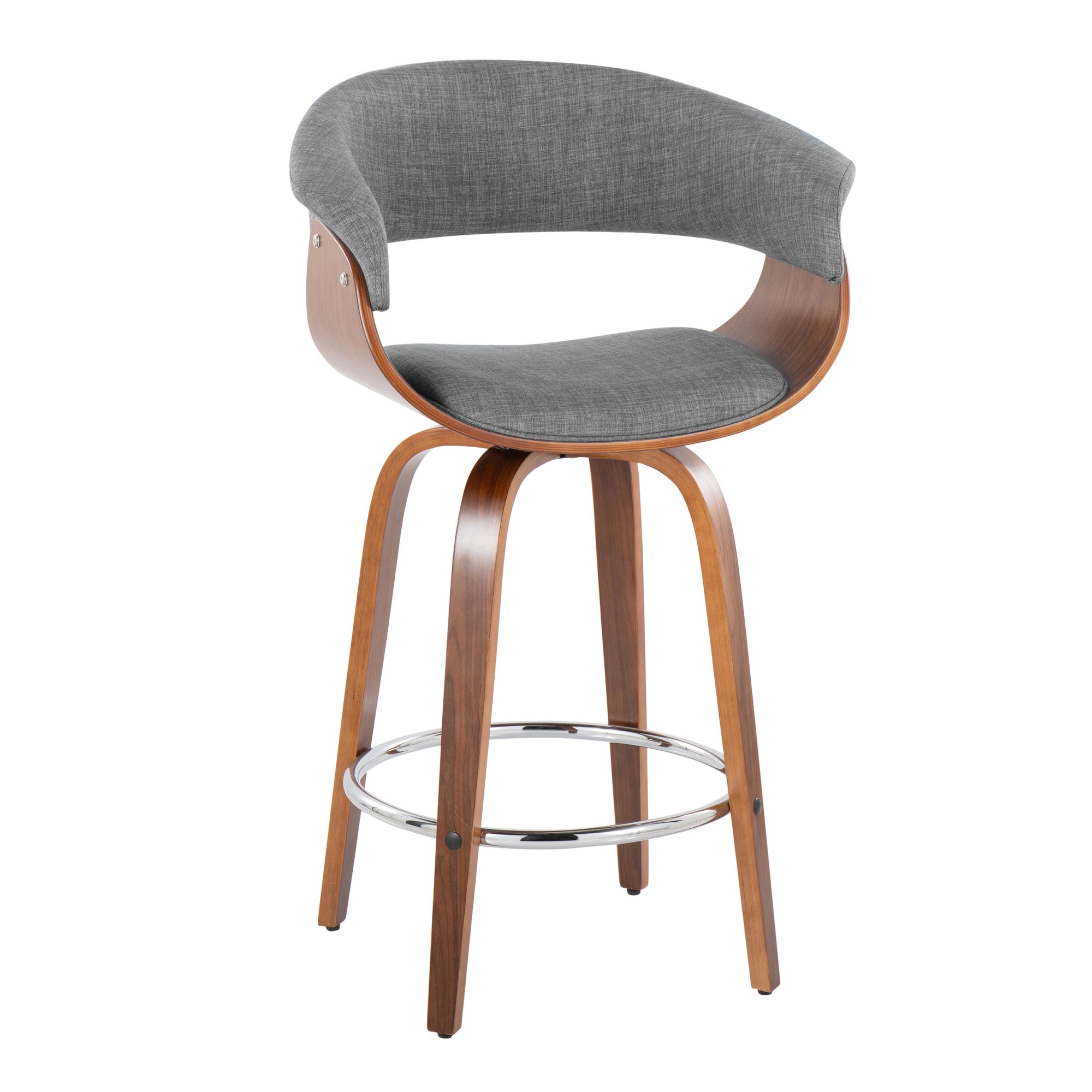 Vintage-Mod-26-Mid-Century-WalnutGrey-Counter-Stools-Set-of-2-3