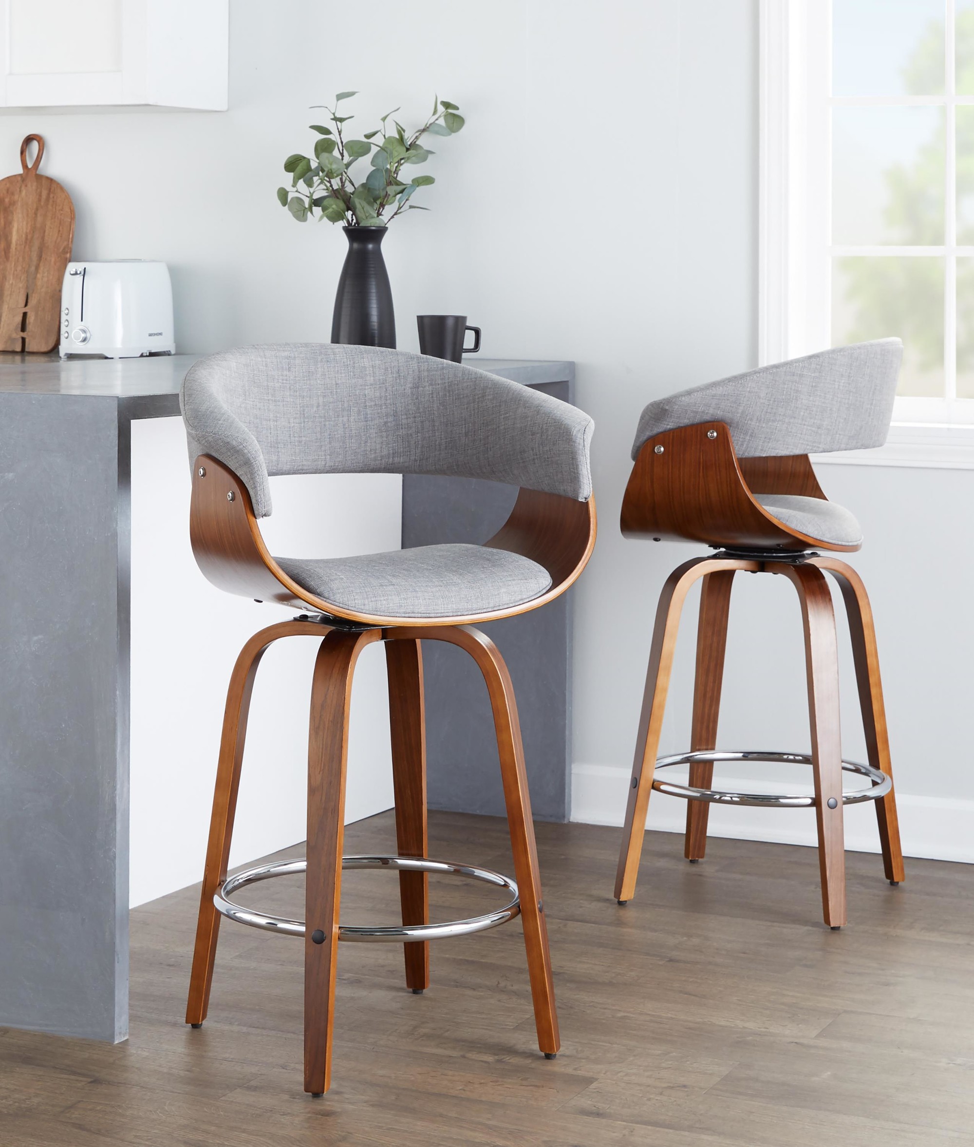 Vintage-Mod-26-Mid-Century-WalnutGrey-Counter-Stools-Set-of-2