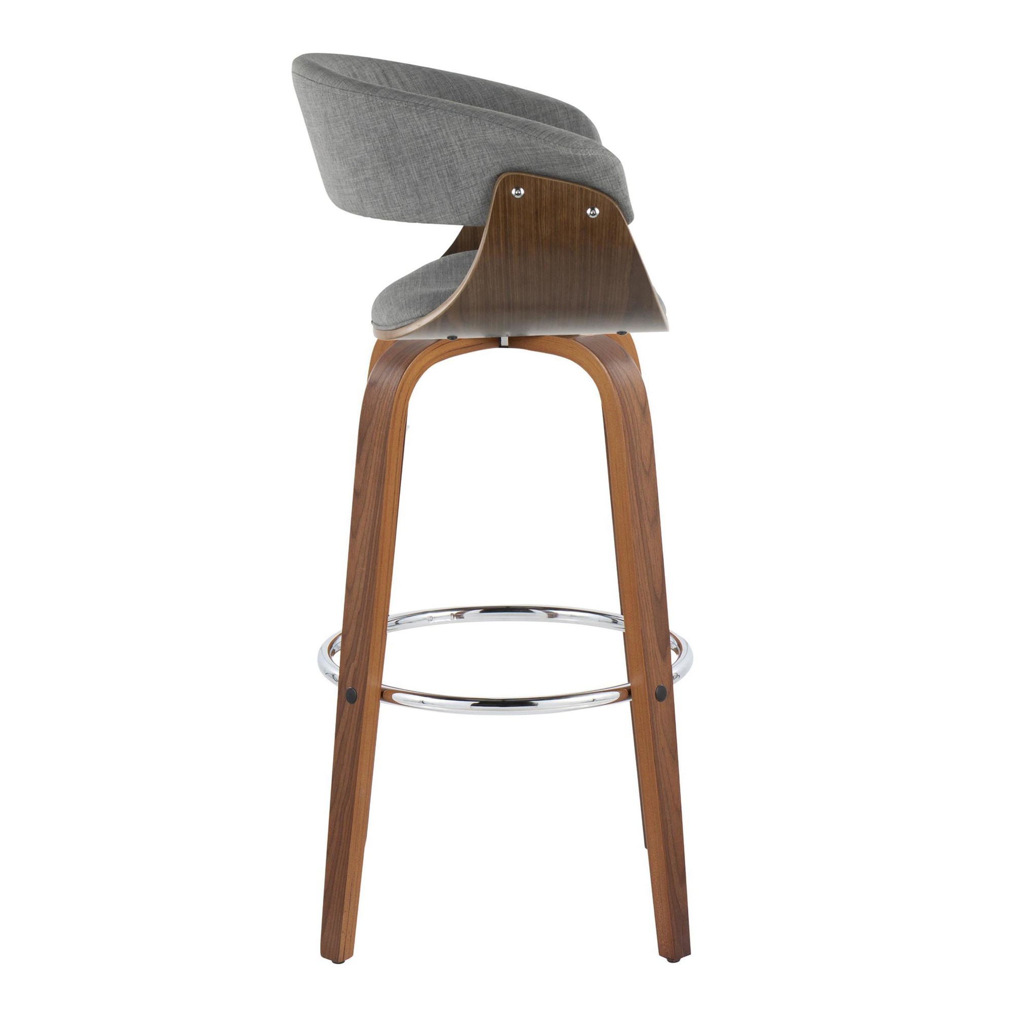 Vintage-Mod-30-Mid-Century-Modern-WalnutGrey-Swivel-Barstools-Set-of-2-4