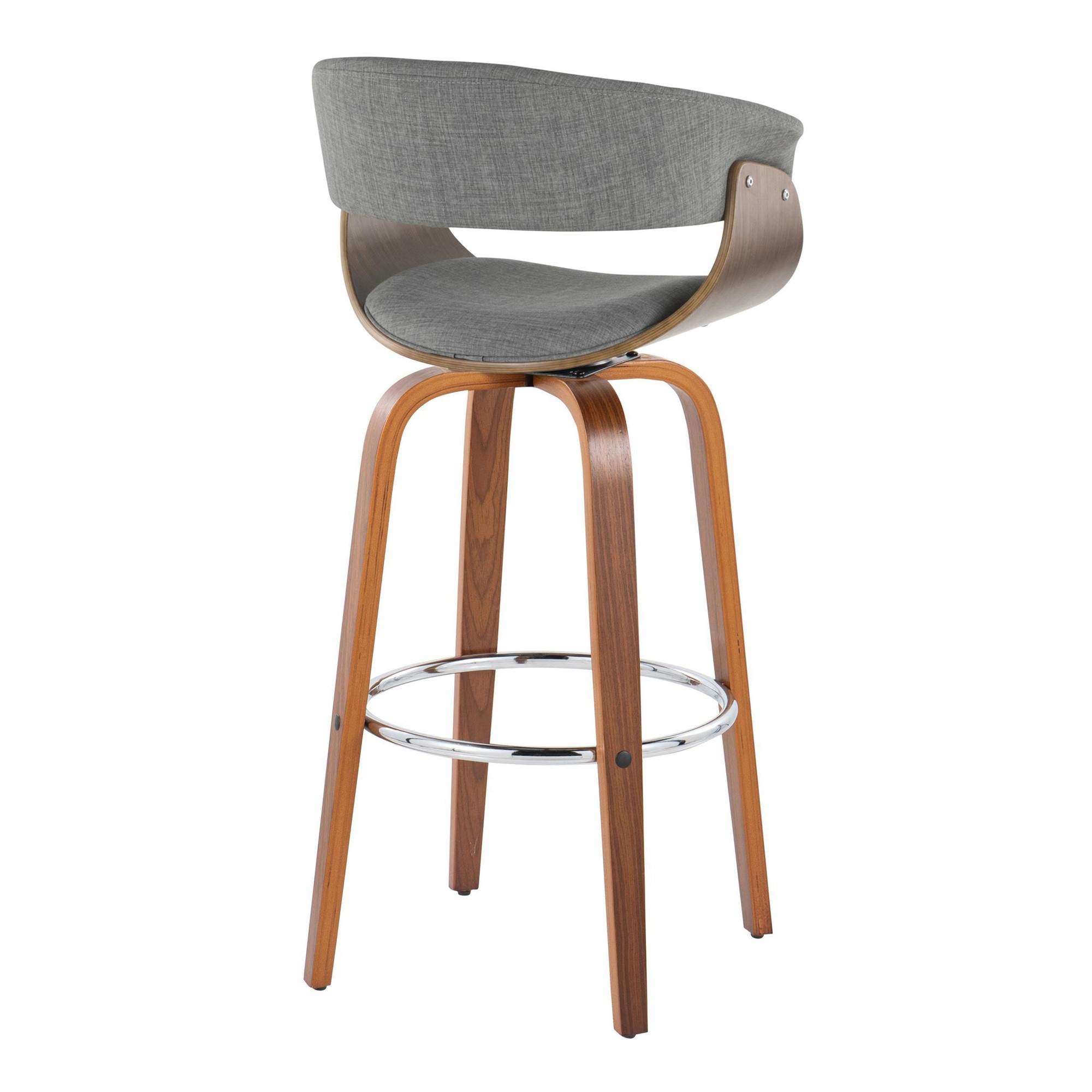 Vintage-Mod-30-Mid-Century-Modern-WalnutGrey-Swivel-Barstools-Set-of-2-5